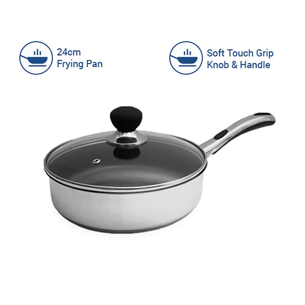 sabichi Haden Easy Grip Stainless Steel Fry Pan with Glass Lid (Induction Compatible, Active Steam Vent, Silver)_4