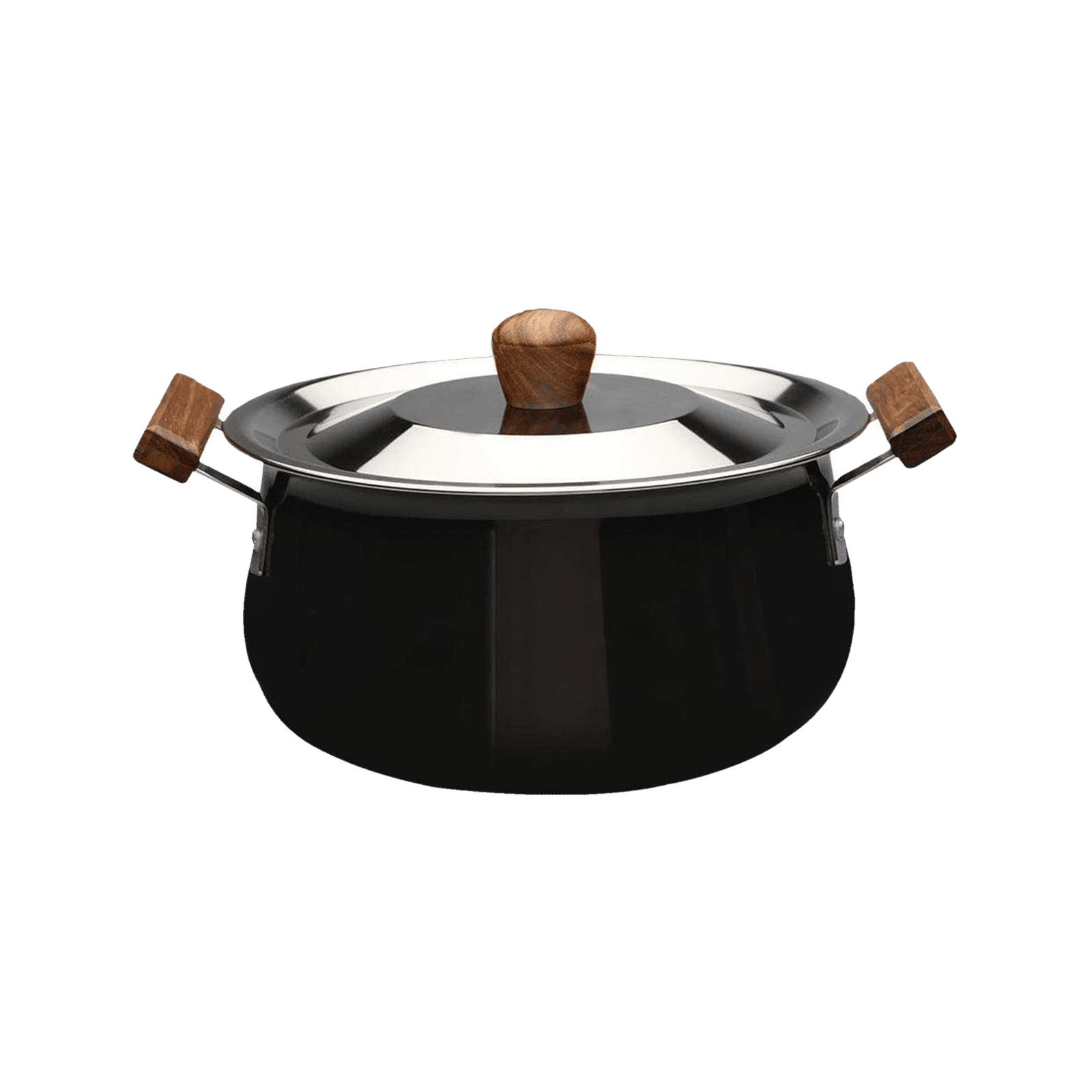 WONDERCHEF Ebony 5L Non Stick Aluminium & Wood Biryani Handi with Stainless Steel Lid (Induction Compatible, Even Heat Distribution, Black) WONDERCHEF Ebony 5L Non Stick Aluminium & Wood Biryani Handi with Stainless Steel Lid (Induction Compatible, Even Heat Distribution, Black)_1
