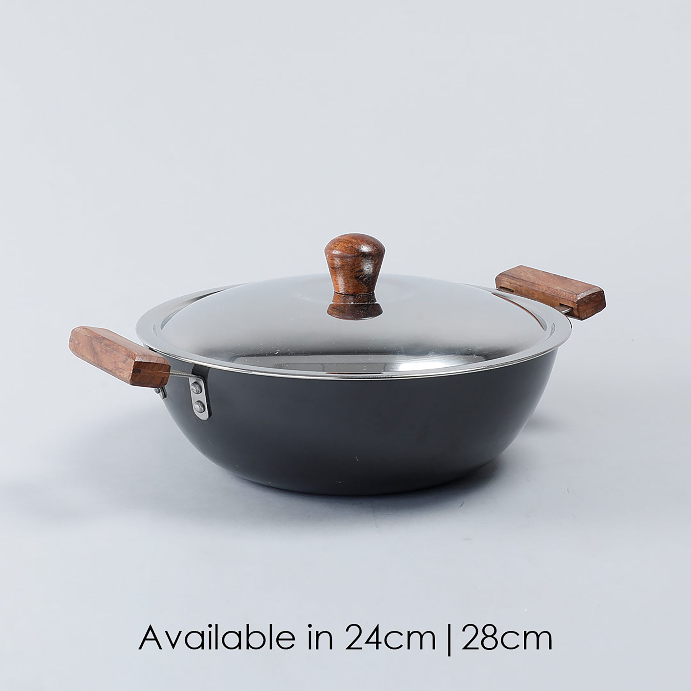 WONDERCHEF Ebony 4.5L Aluminium Wok with Stainless Steel Lid (Induction Compatible, Even Heat Distribution, Black/Brown) WONDERCHEF Ebony 4.5L Aluminium Wok with Stainless Steel Lid (Induction Compatible, Even Heat Distribution, Black/Brown)_10