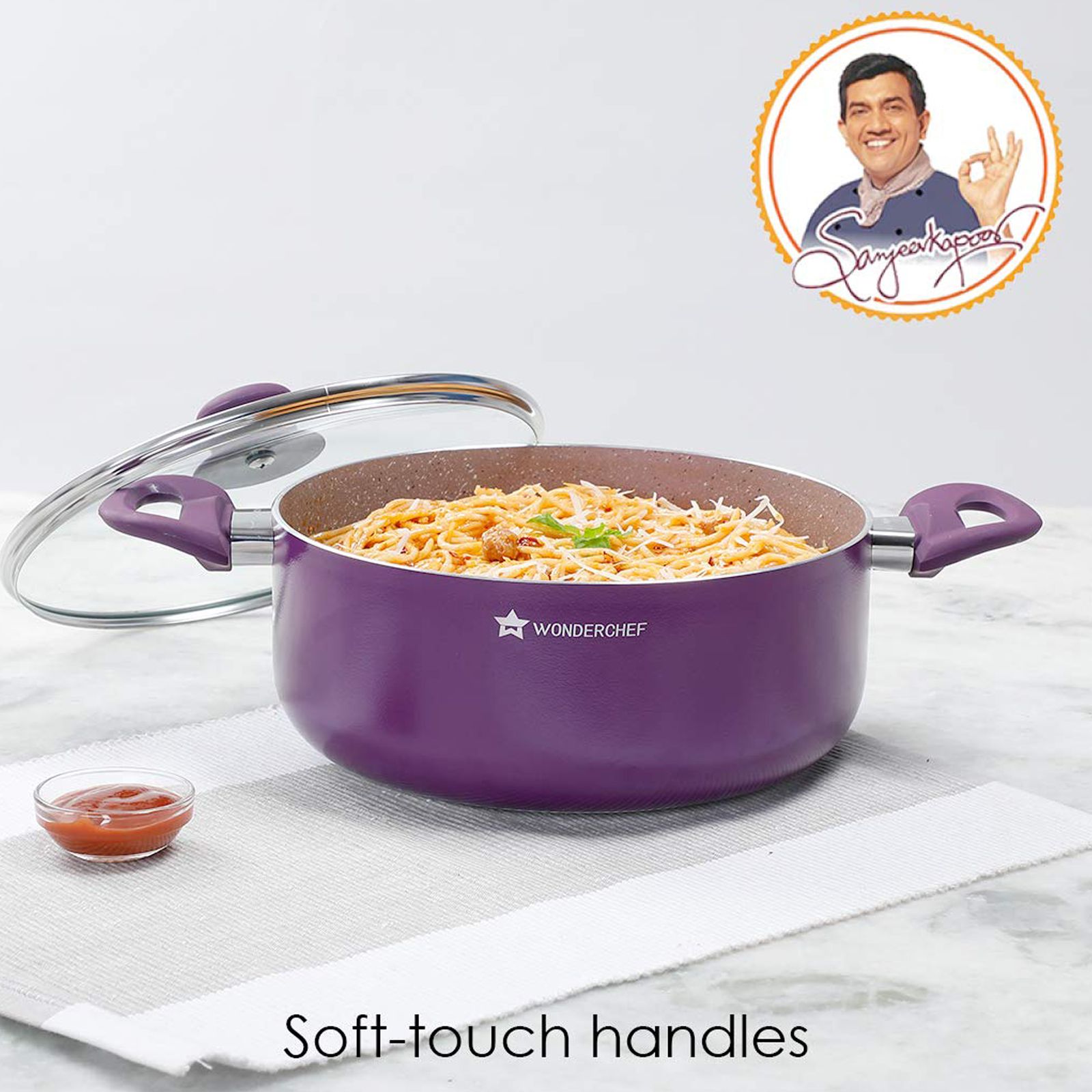 WONDERCHEF Royal Velvet Casserole with Lid (Non-Stick Coating, 63152349, Purple)_8