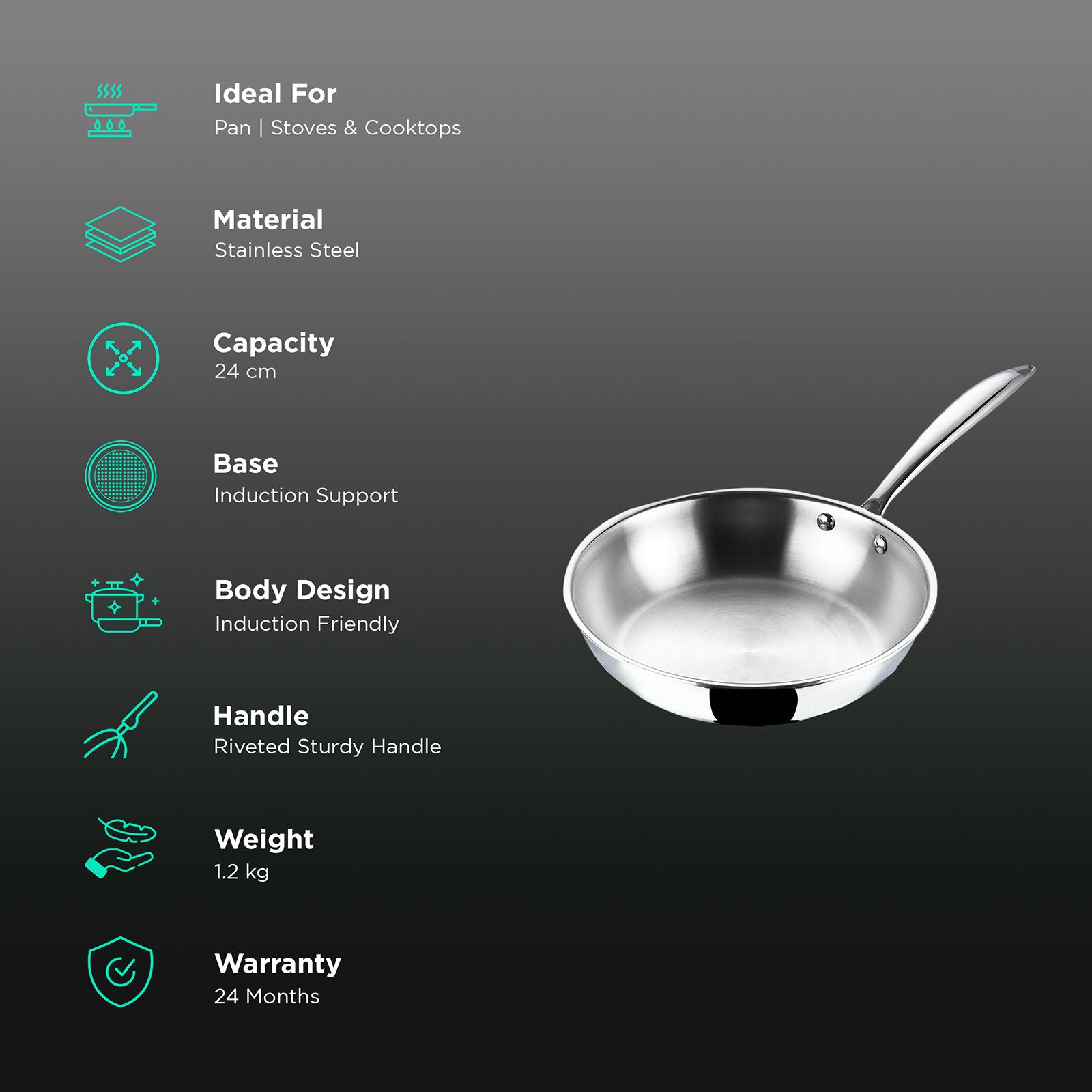 VINOD Pan (Triply Stainless Steel, PF24, Grey) VINOD Pan (Triply Stainless Steel, PF24, Grey)_3