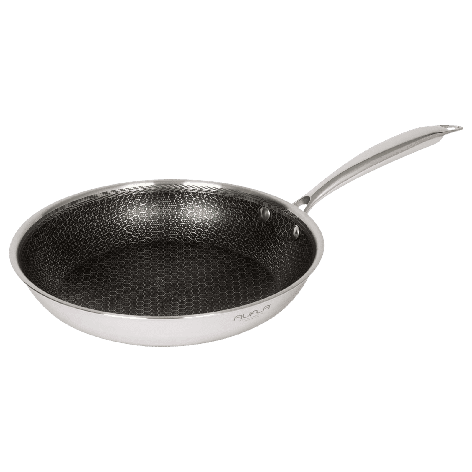 AUFLA NTHC Non Stick Aluminium & Stainless Steel Fry Pan (Induction Compatible, Honeycomb Coating, Silver)_1