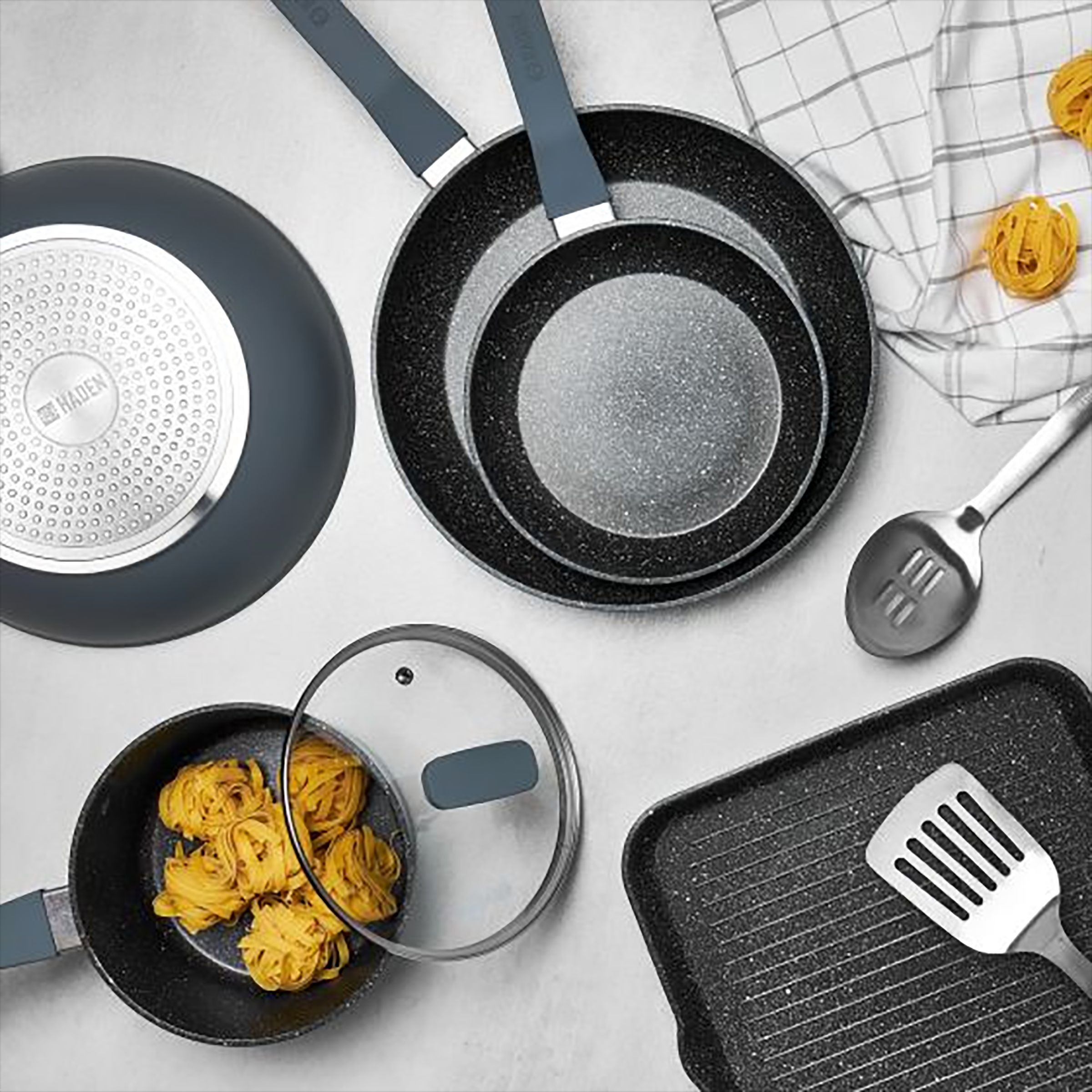 sabichi Haden Perth 2.3L Non Stick Aluminium Fry Pan (Induction Compatible, Even Heat Distribution, Grey/Black)_6