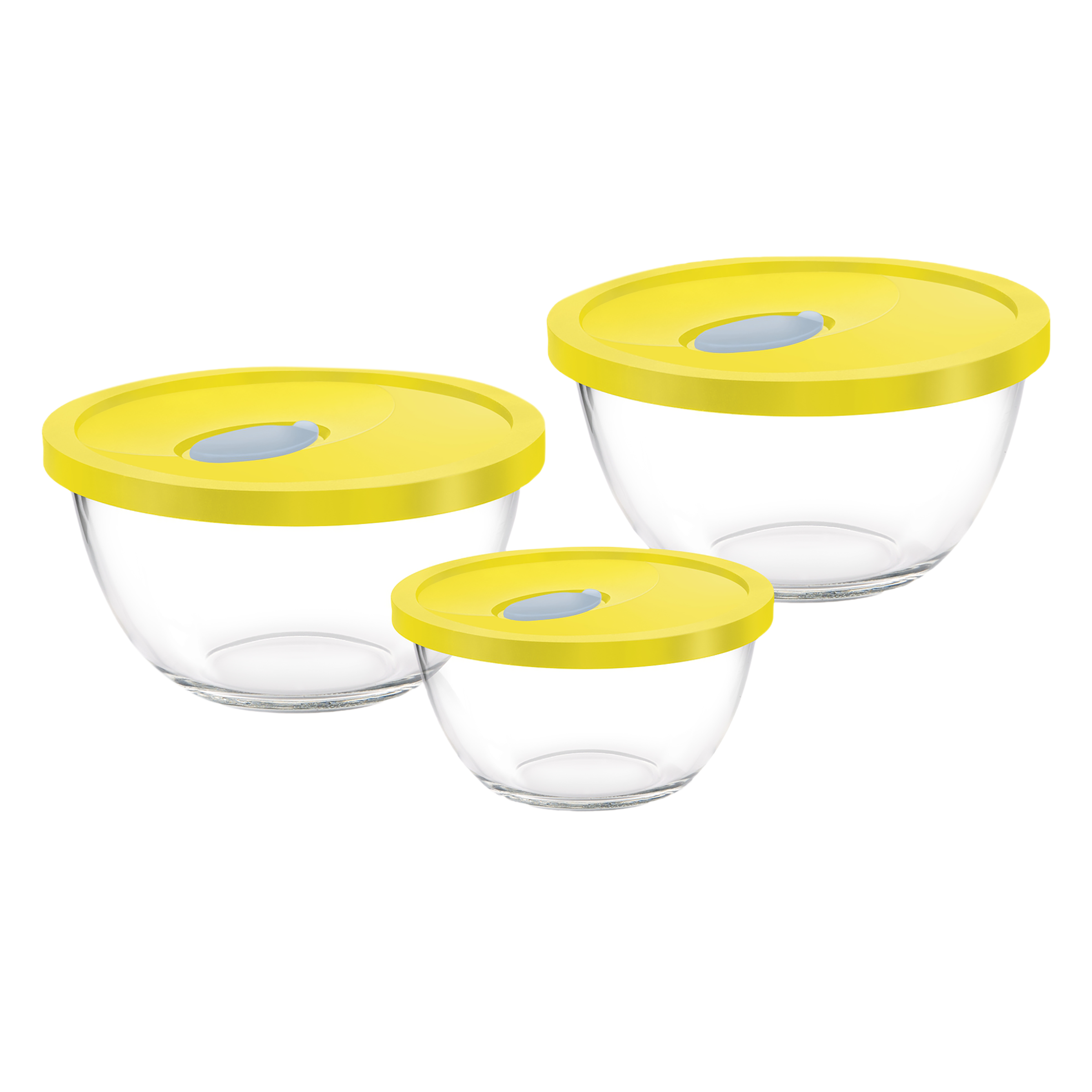 Treo 500ml, 1L & 1.5L Glass Mixing Bowl with Flexi Lid (Set of 3, BPA Free, Transparent) Treo 500ml, 1L & 1.5L Glass Mixing Bowl with Flexi Lid (Set of 3, BPA Free, Transparent)_1