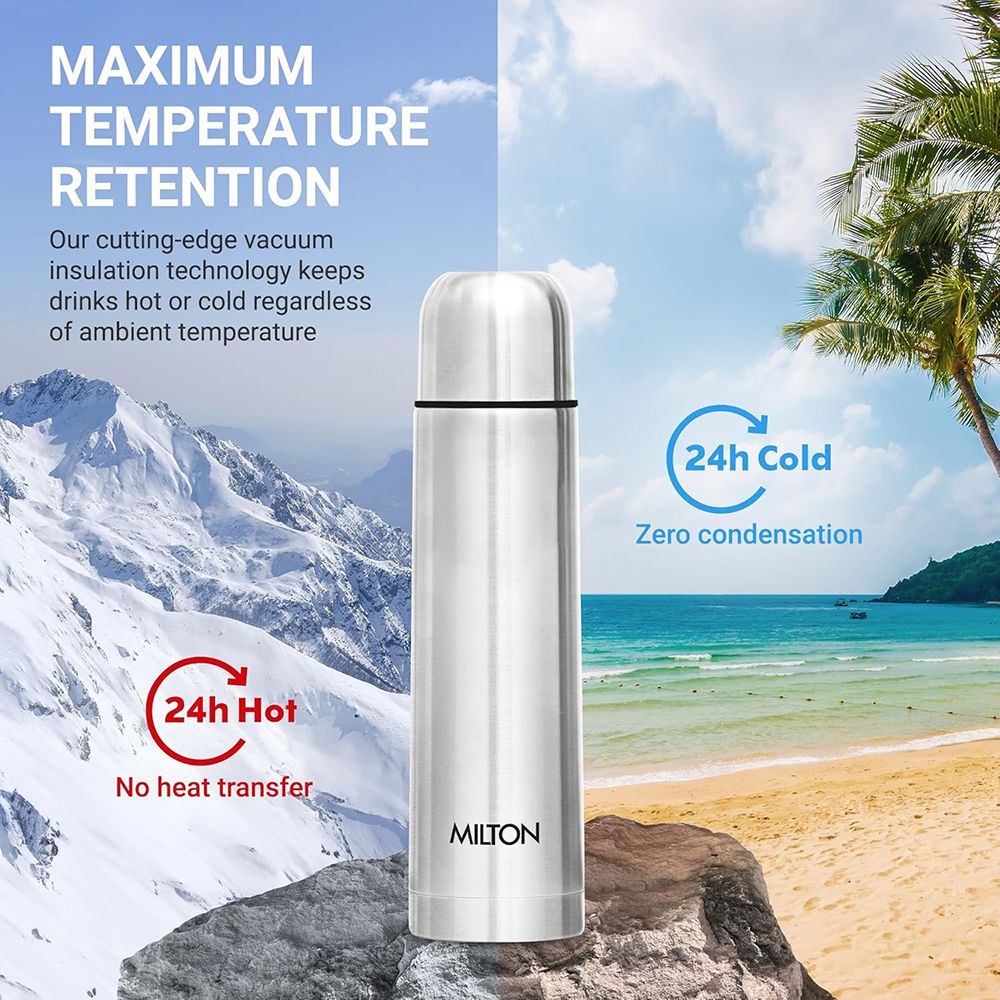 MILTON Flip Lid 500ml Stainless Steel Hot & Cold Thermosteel Bottle (Double Walled Vacuum Insulation, Silver) MILTON Flip Lid 500ml Stainless Steel Hot & Cold Thermosteel Bottle (Double Walled Vacuum Insulation, Silver)_6