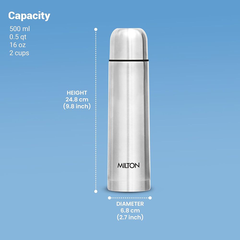 MILTON Flip Lid 500ml Stainless Steel Hot & Cold Thermosteel Bottle (Double Walled Vacuum Insulation, Silver) MILTON Flip Lid 500ml Stainless Steel Hot & Cold Thermosteel Bottle (Double Walled Vacuum Insulation, Silver)_10