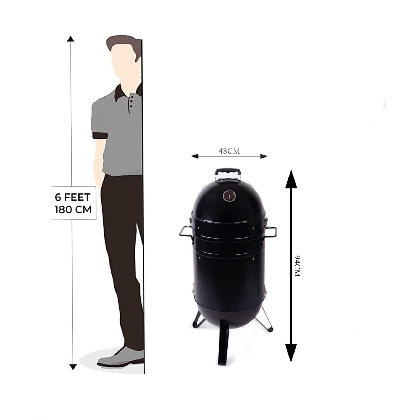 Peng Essential Premium Barrell Style Charcoal Barbeque & Smoker Grill (Scratch Resistant)_13