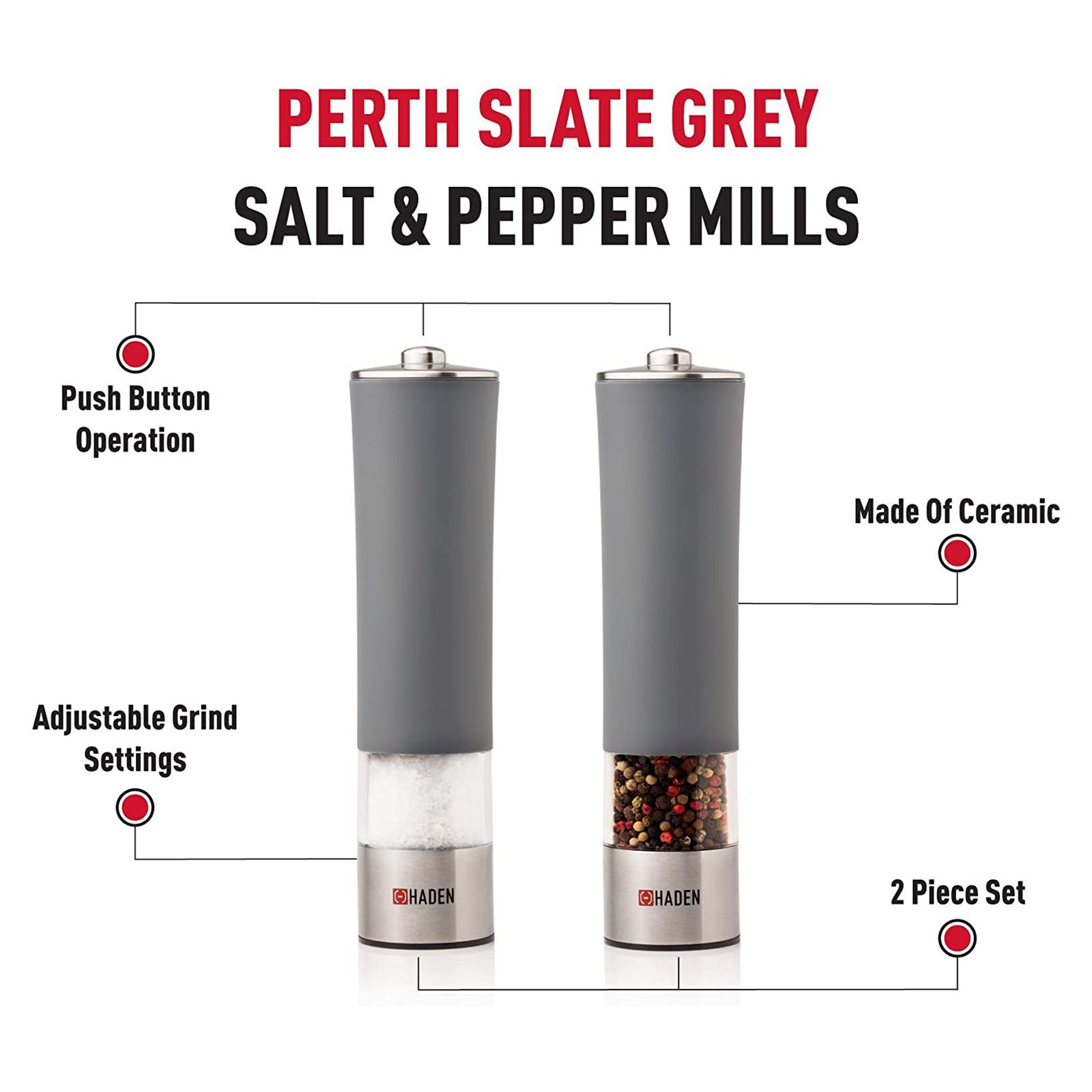 HADEN Perth Salt and Pepper Ceramic Electric Mill (Illuminated Base, 192165, Slate Grey) HADEN Perth Salt and Pepper Ceramic Electric Mill (Illuminated Base, 192165, Slate Grey)_6