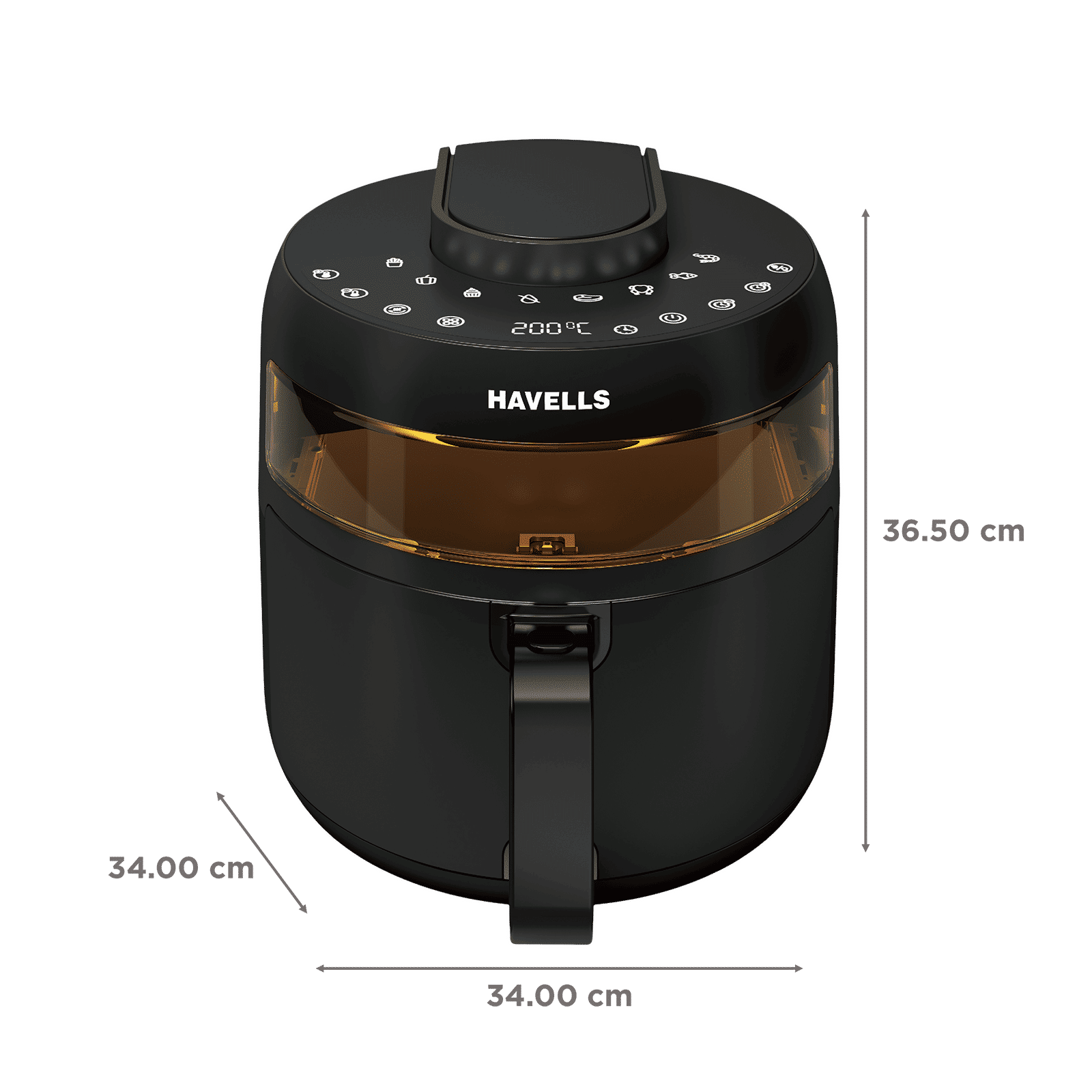 HAVELLS Prolife Crystal 5L 1500 Watt Digital Air Fryer with 8 Preset Options (Black)_2