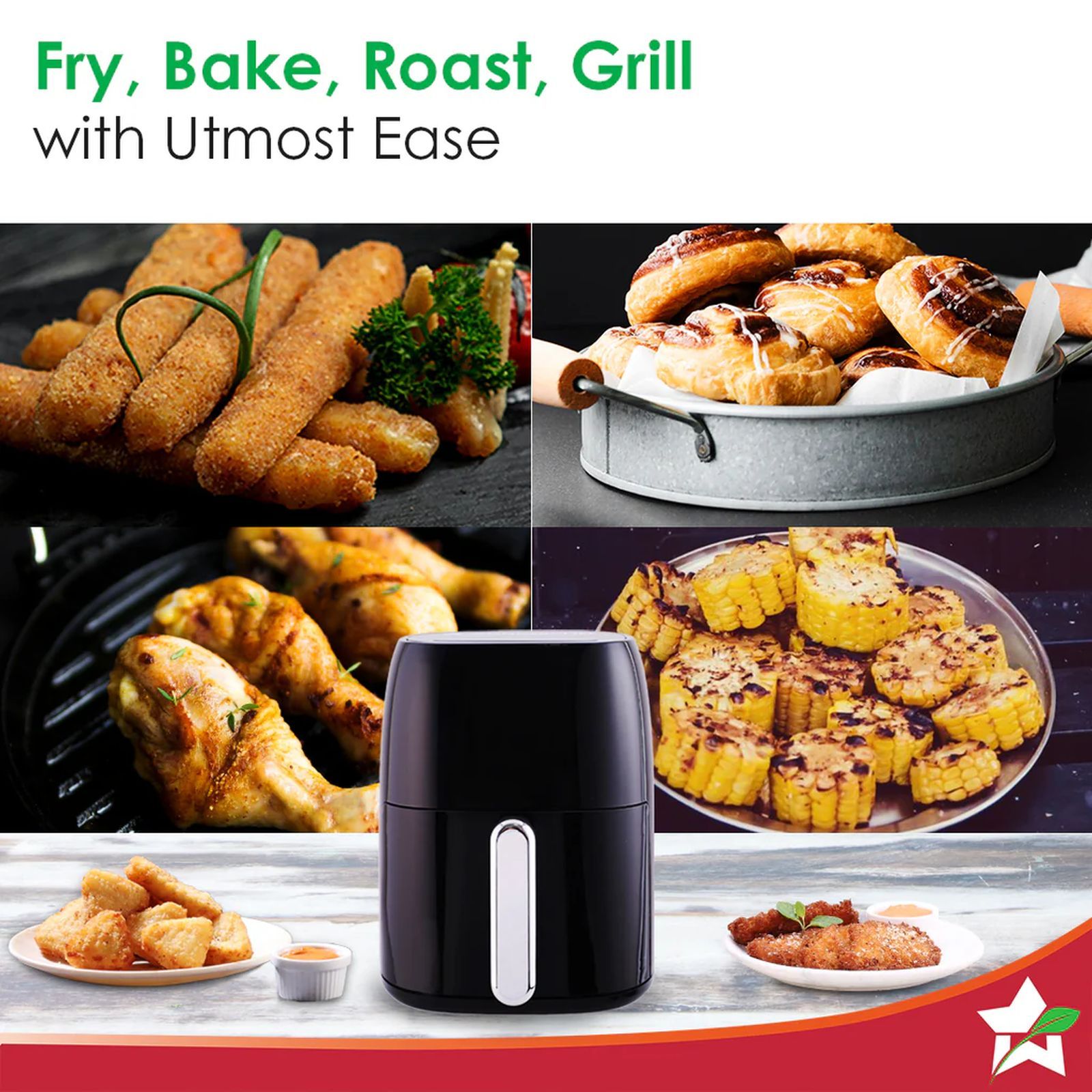 WONDERCHEF Neo 4.5L 1500 Watt Digital Air Fryer with Rapid Air Technology (Black)_7