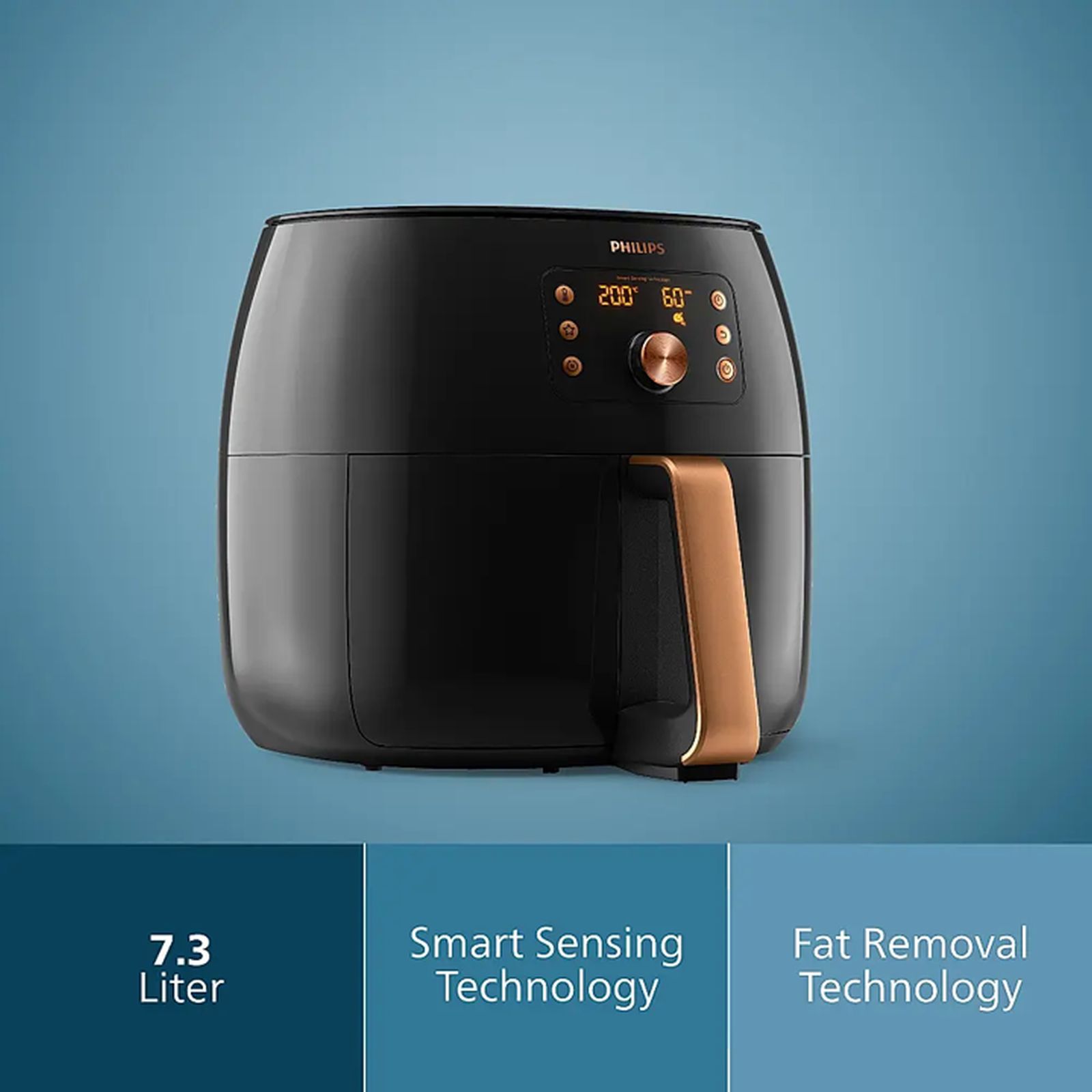 PHILIPS HD9867/90 7.3L 2225 Watt Air Fryer with Smart Sensing Technology (Deep Black and Copper) PHILIPS HD9867/90 7.3L 2225 Watt Air Fryer with Smart Sensing Technology (Deep Black and Copper)_5