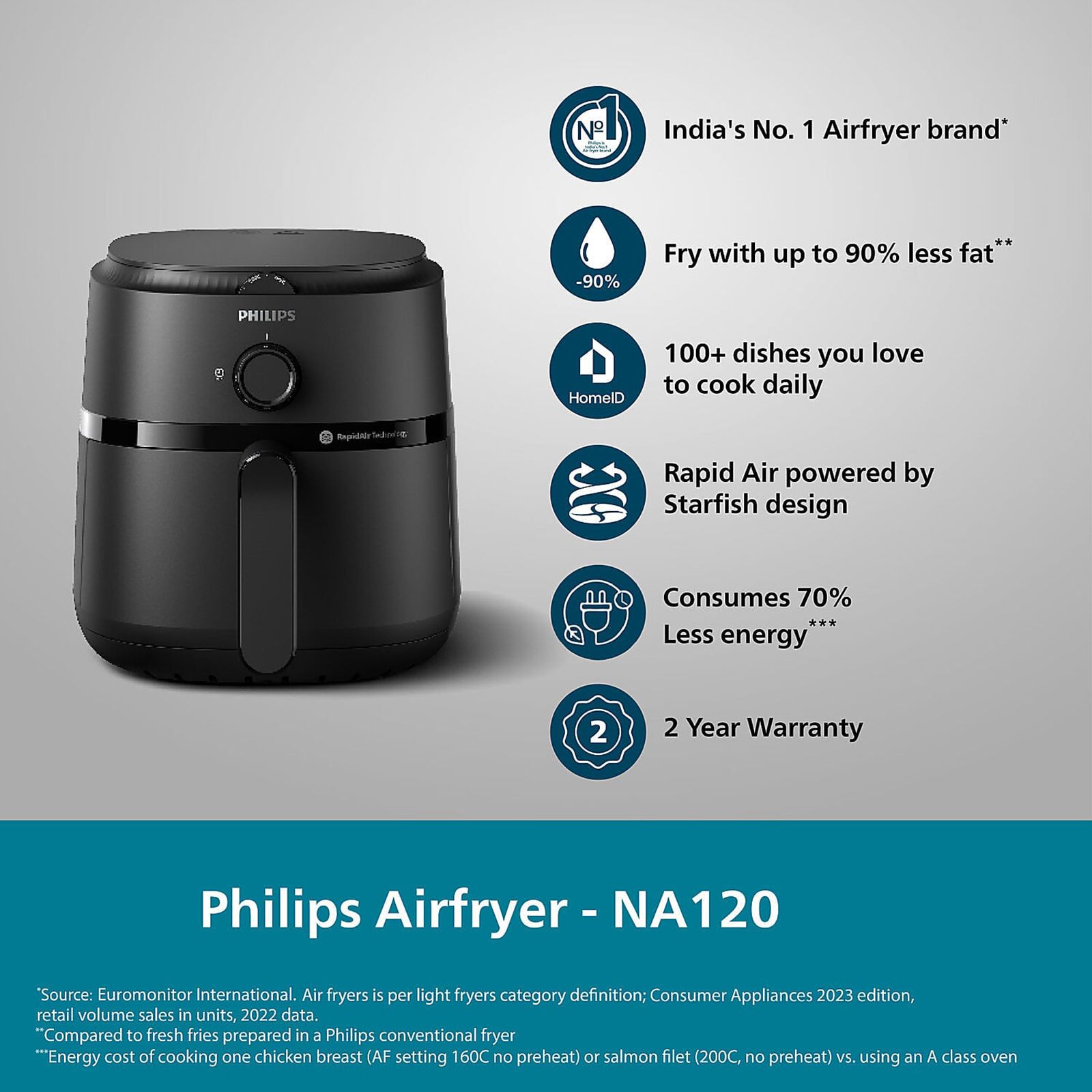 PHILIPS 1000 Series 4.2L 1500 Watt Air Fryer with Rapid Air Technology (Black) PHILIPS 1000 Series 4.2L 1500 Watt Air Fryer with Rapid Air Technology (Black)_11