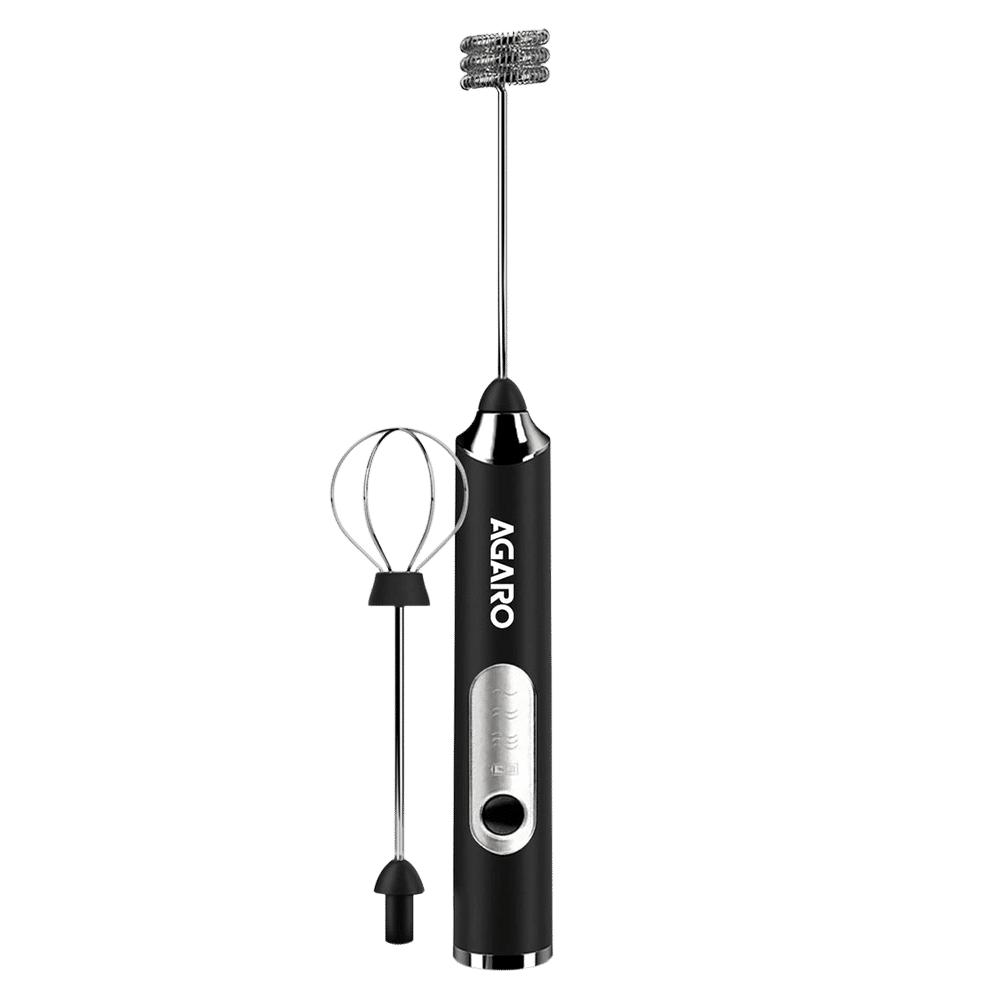 Agaro Royal 4 Watt 3 Speed Milk Frother with 2 Attachments (Rechargeable, Black) Agaro Royal 4 Watt 3 Speed Milk Frother with 2 Attachments (Rechargeable, Black)_1