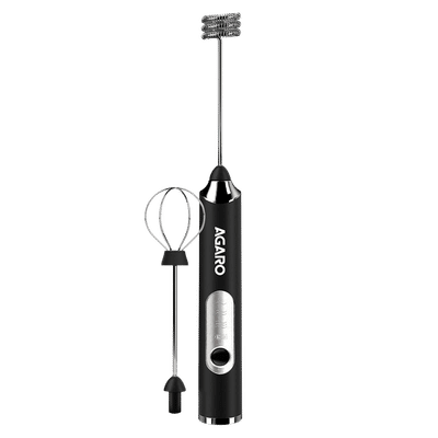 Agaro Royal 4 Watt 3 Speed Milk Frother with 2 Attachments (Rechargeable, Black)