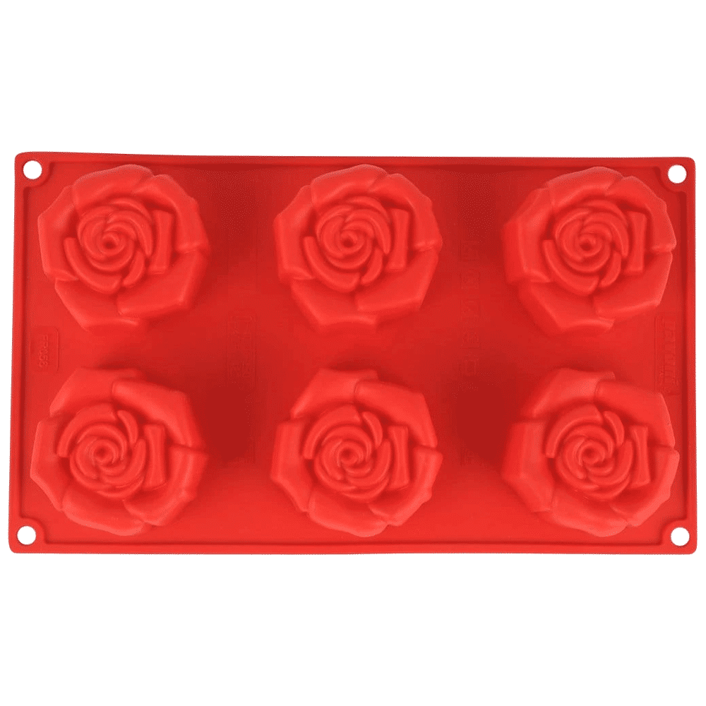 WONDERCHEF Pavoni Rosa Fiorita 6 Portions Mould (Good Elasticity, 63152910, Red) WONDERCHEF Pavoni Rosa Fiorita 6 Portions Mould (Good Elasticity, 63152910, Red)_1