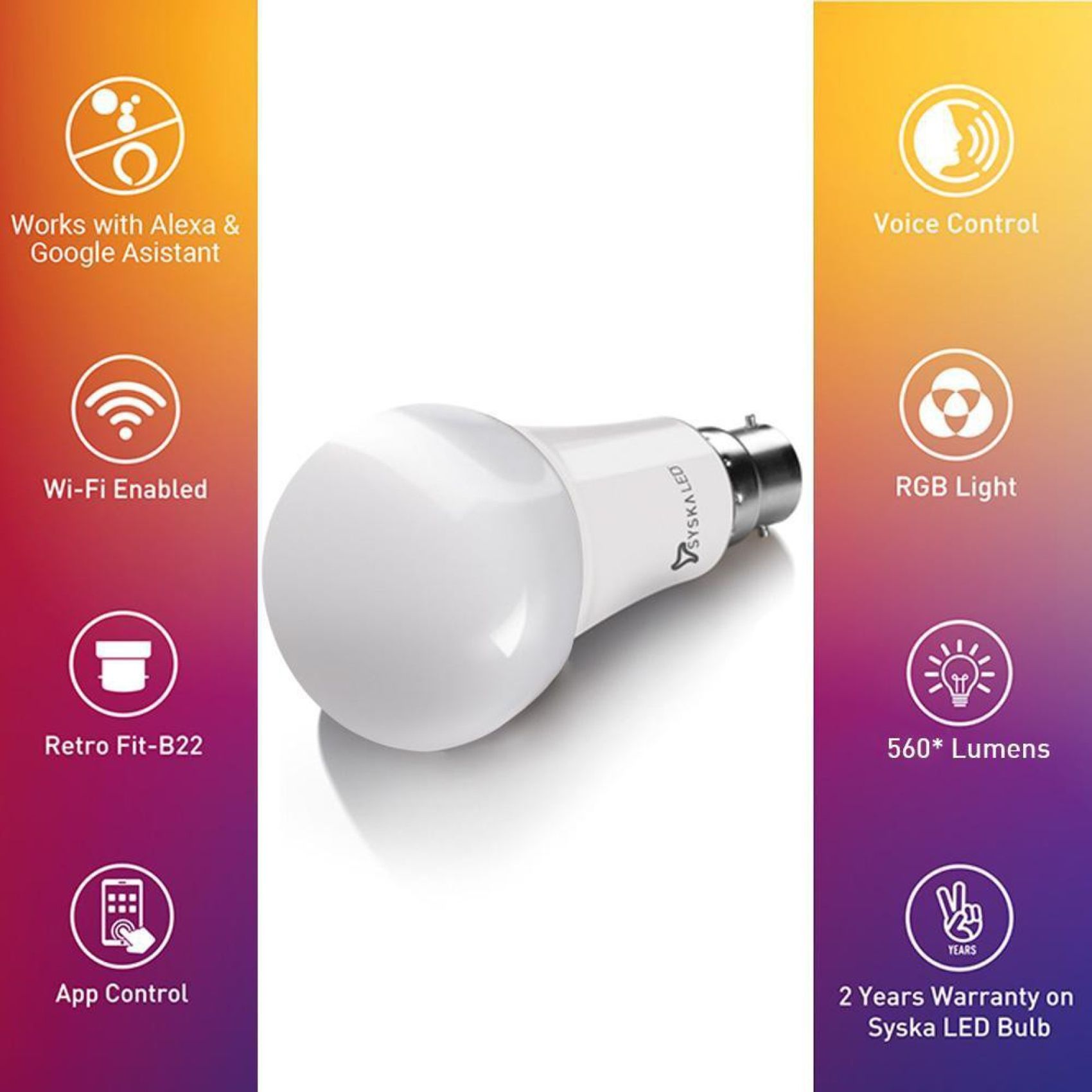 SYSKA 7 Watts Electric Powered LED Bulb (SSK-SMW-7W-C, White) SYSKA 7 Watts Electric Powered LED Bulb (SSK-SMW-7W-C, White)_3