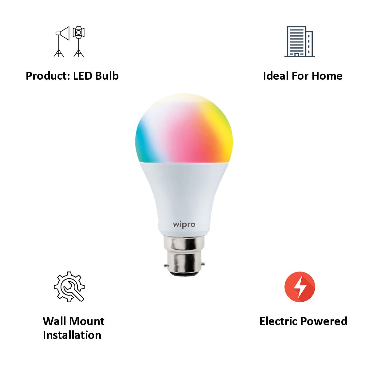 wipro 9 Watts LED Smart Bulb (White Tunable and Dimmable, NS9001, Multicolor) wipro 9 Watts LED Smart Bulb (White Tunable and Dimmable, NS9001, Multicolor)_3