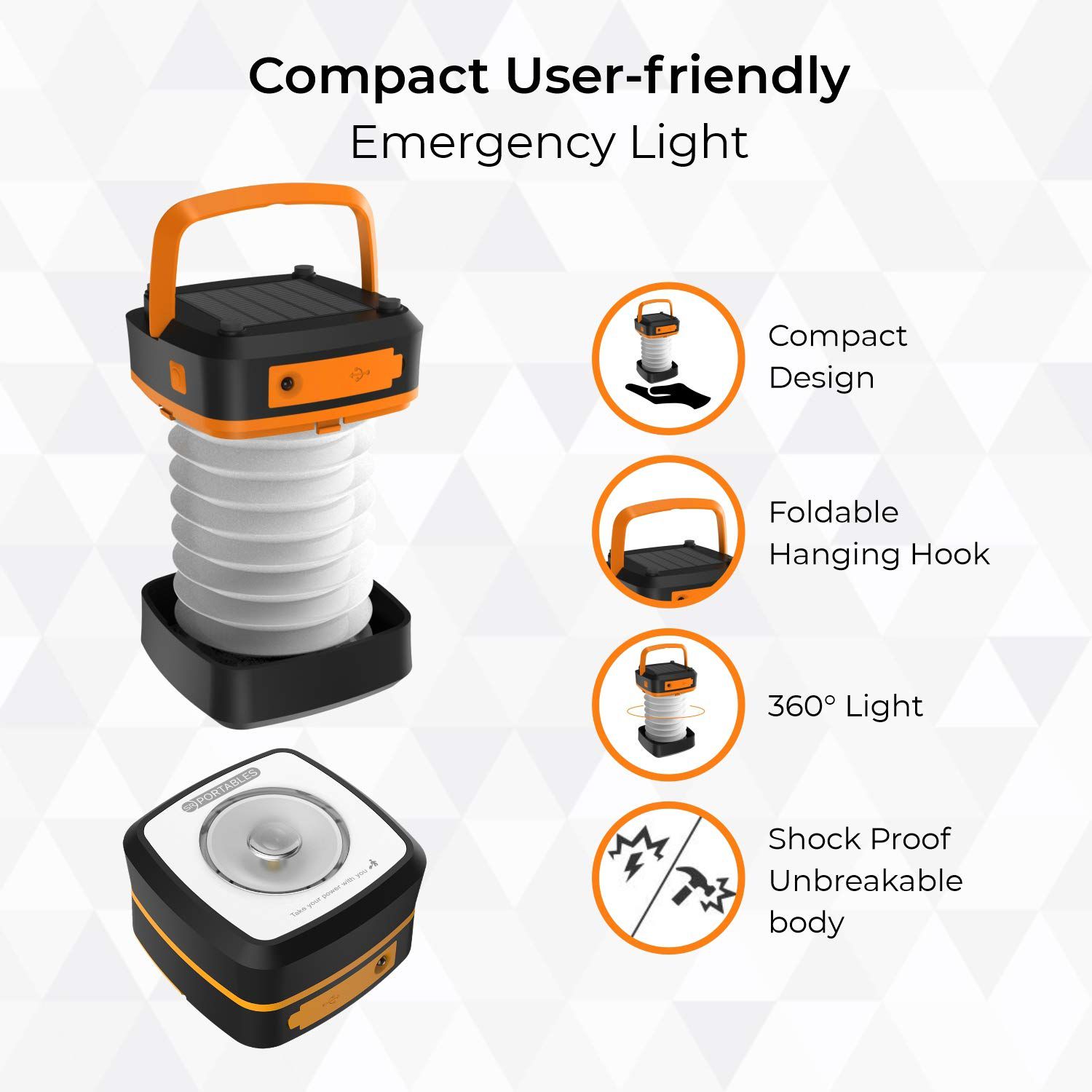 SR PORTABLES 1 Watt Solar Powered LED Light (140 Lumens, SRSOLLMP, Orange)_3