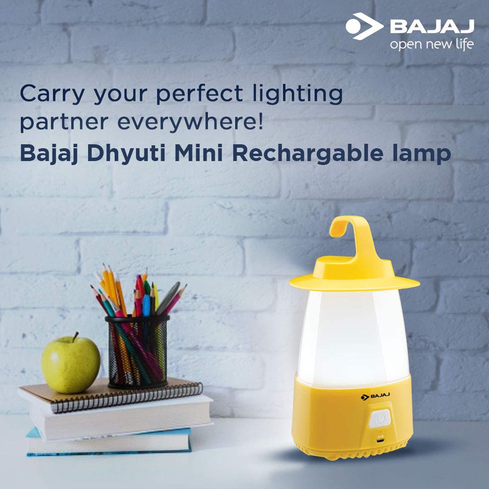 BAJAJ Dhyuti Mini RC 2 Watts Battery Powered Lantern (Multi-Touch, 610054, Yellow)_5