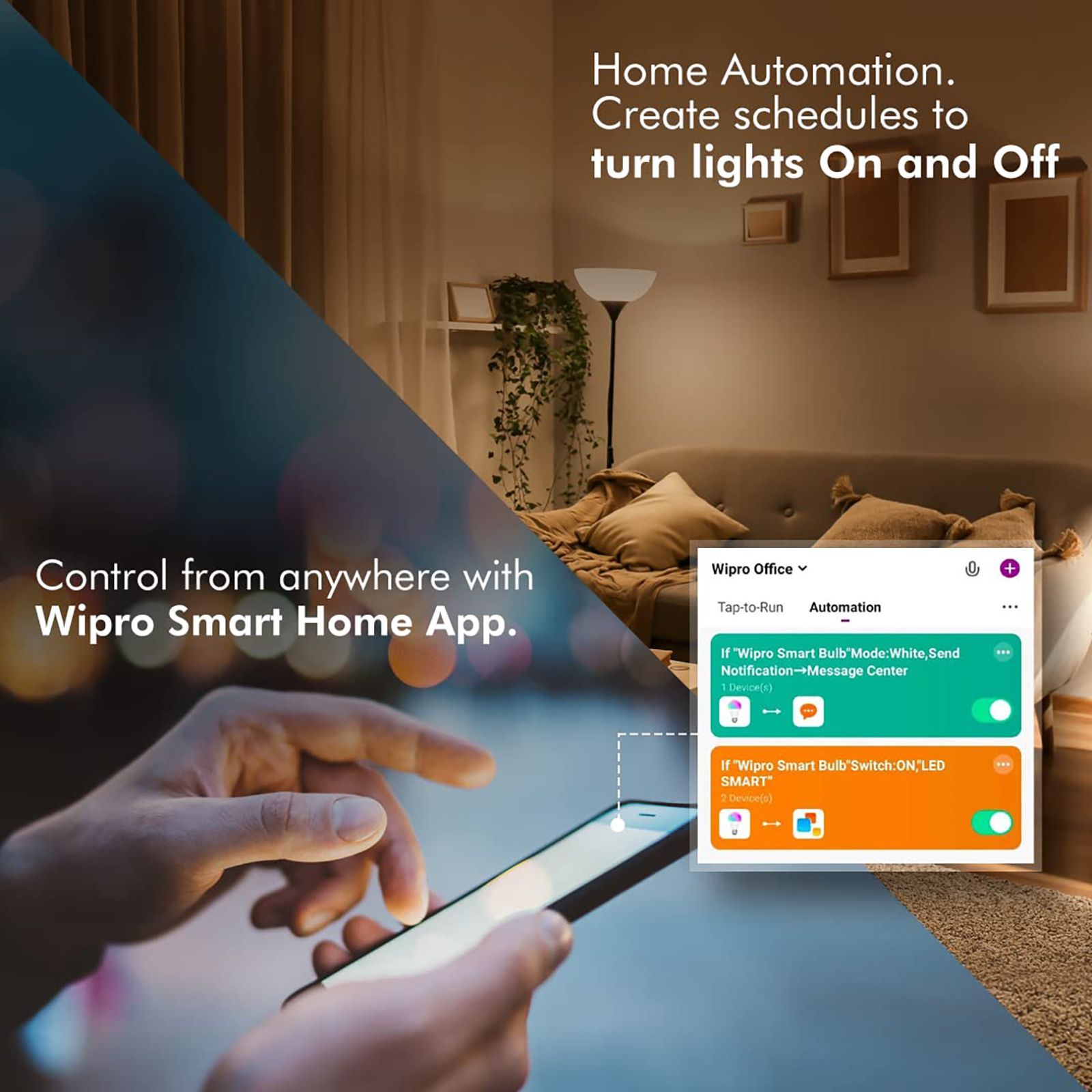 wipro 9 Watts Electric Powered LED Bulb (Voice Assistant Supported, NS9400, White)_5