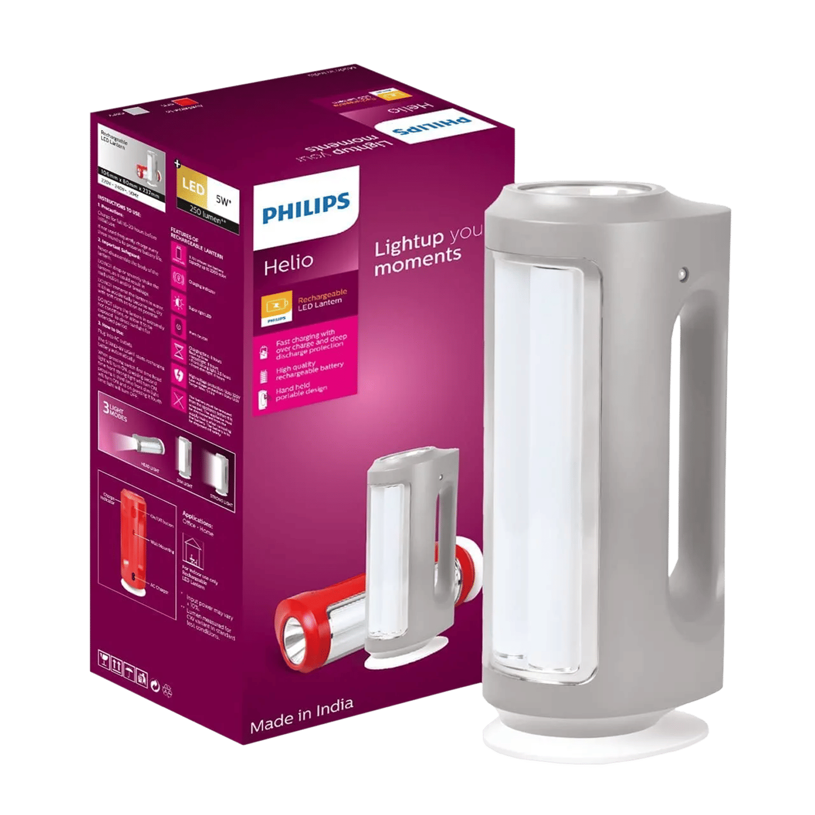 PHILIPS Helio 5 Watts LED Lantern (3 Lighting Modes, 919215850994, Grey) PHILIPS Helio 5 Watts LED Lantern (3 Lighting Modes, 919215850994, Grey)_2