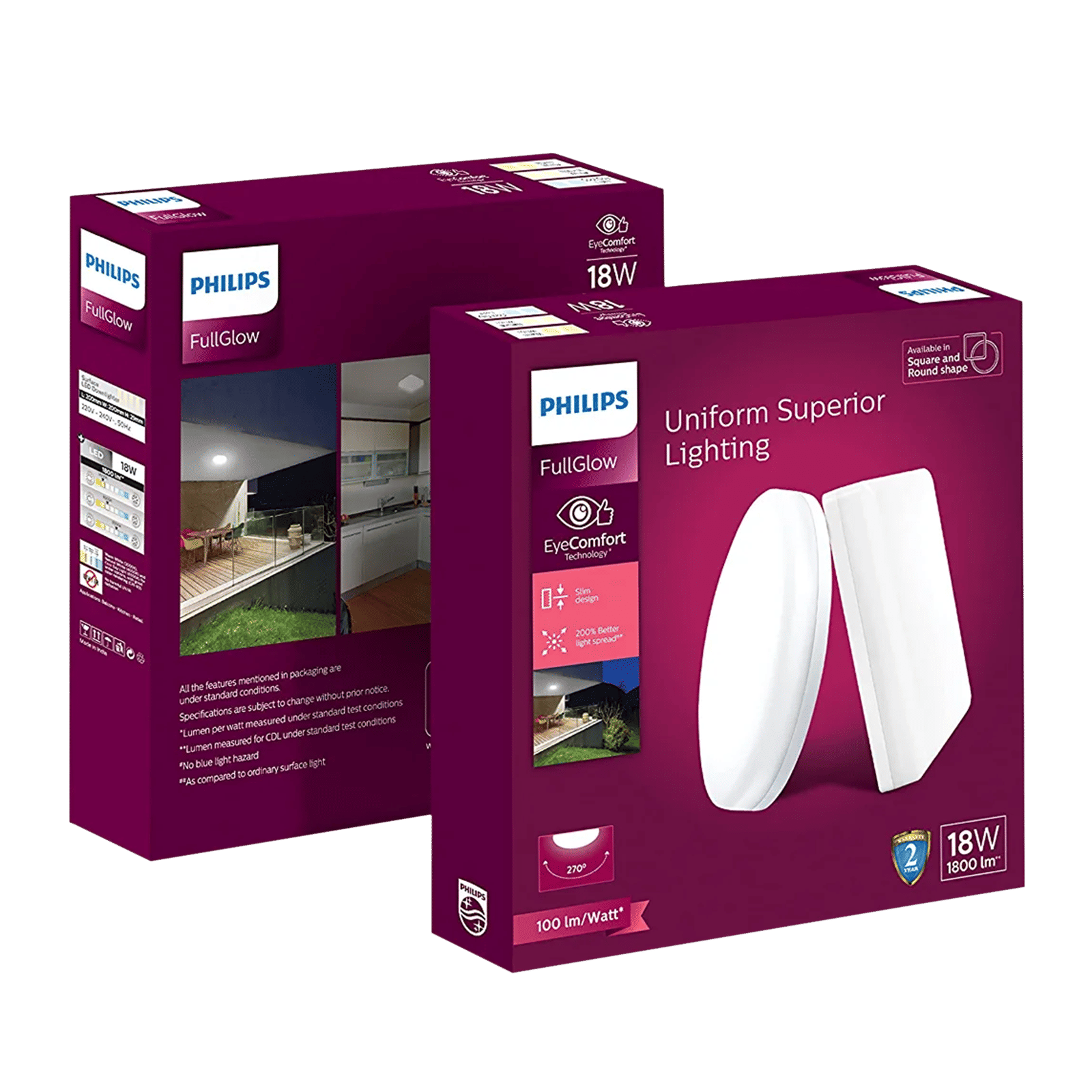 PHILIPS Rimless Full Glow 18 Watts Round LED Surface Downlight (EyeComfort Technology, 929003094301, White)_2