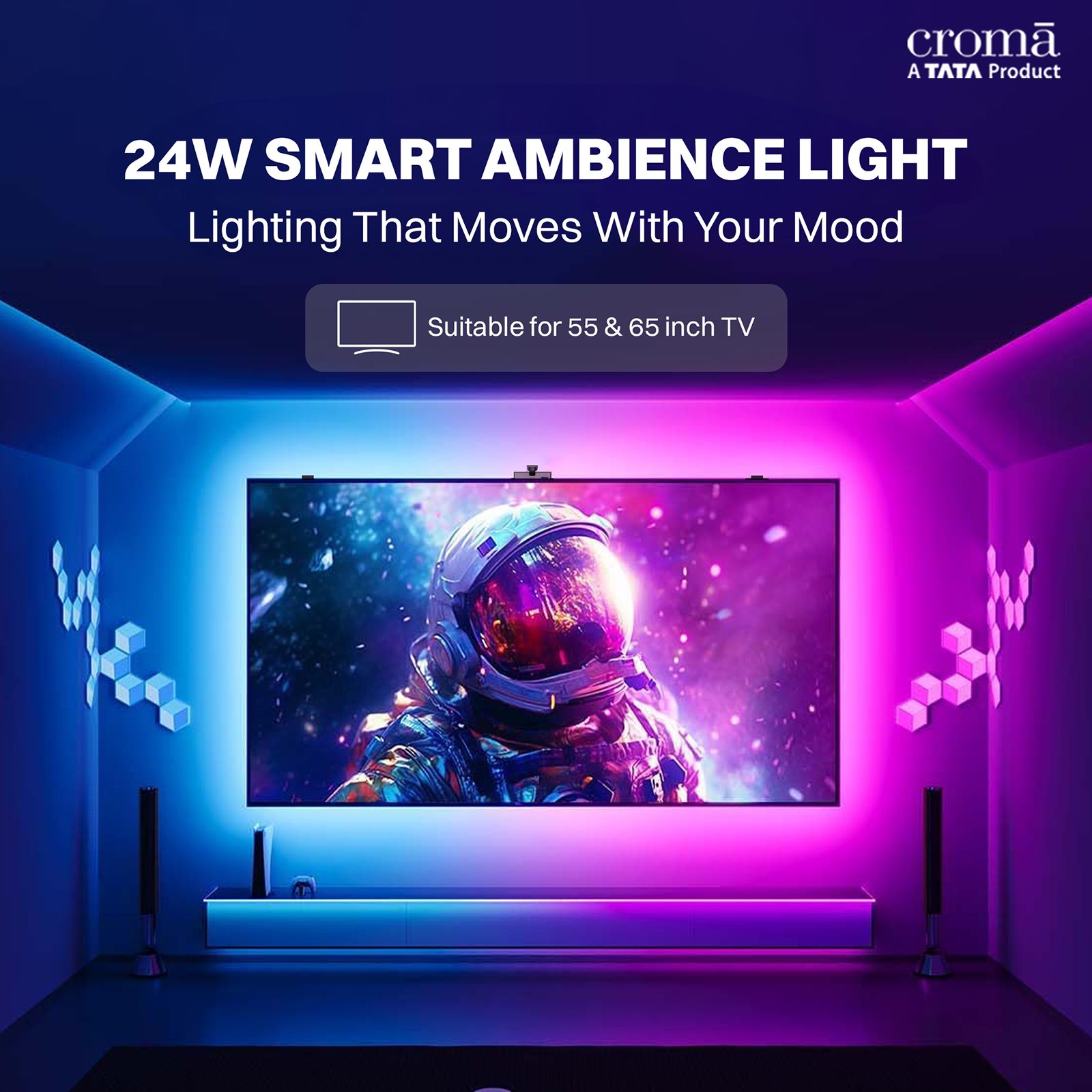 Croma 24 Watts RGB LED Smart Ambience Light (Alexa & Google Voice Assistant, CREL055ALX016501, White)_10
