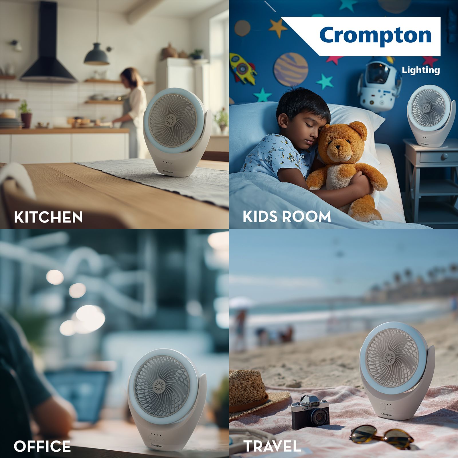 Crompton Glowair Spark 220mm 5 Blade Rechargeable Portable Fan with 2200 mAh Battery (Built-in Aroma Diffuser, White)_9