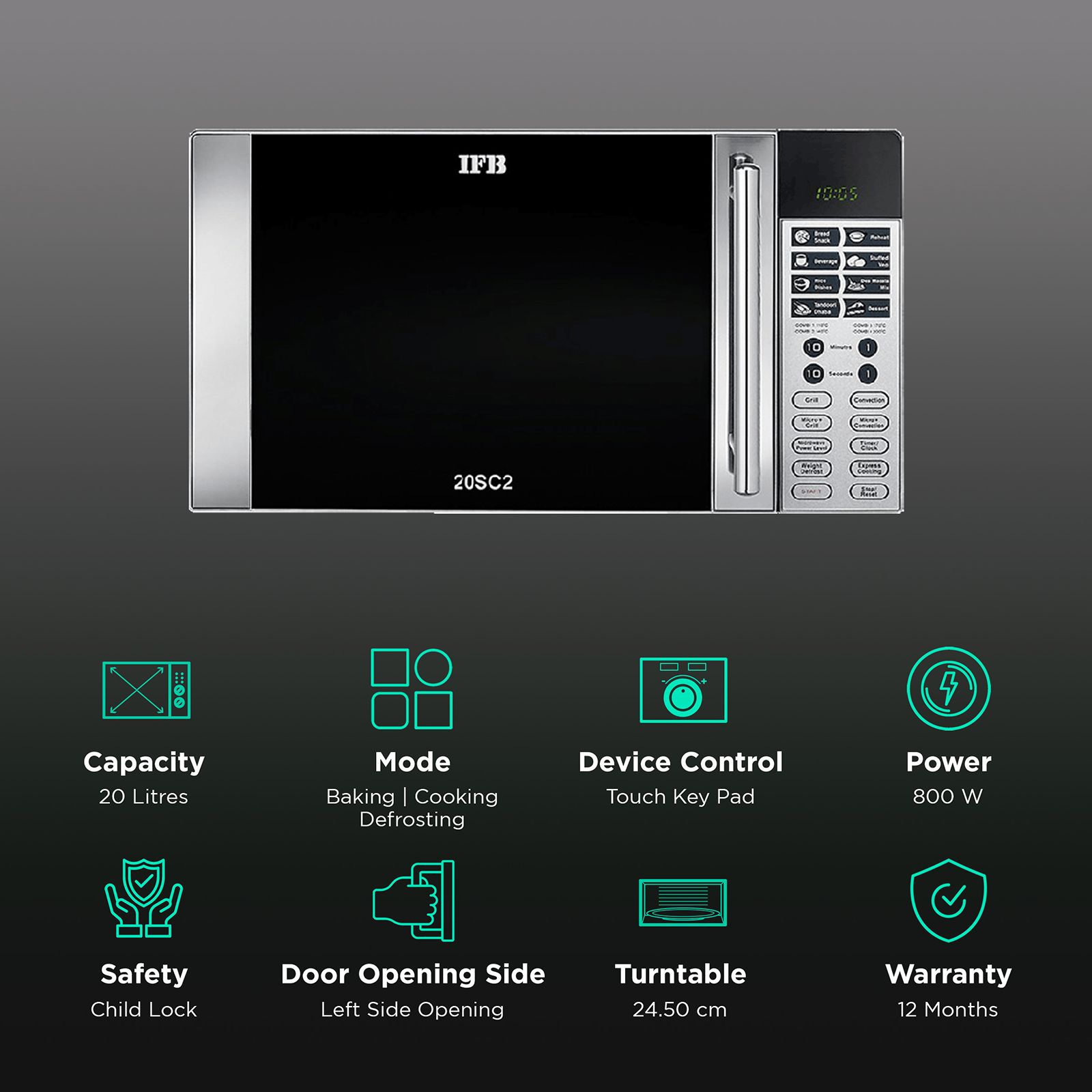 IFB 20SC2 20L Convection Microwave Oven with 24 Auto Menu (Metallic Silver) IFB 20SC2 20L Convection Microwave Oven with 24 Auto Menu (Metallic Silver)_3