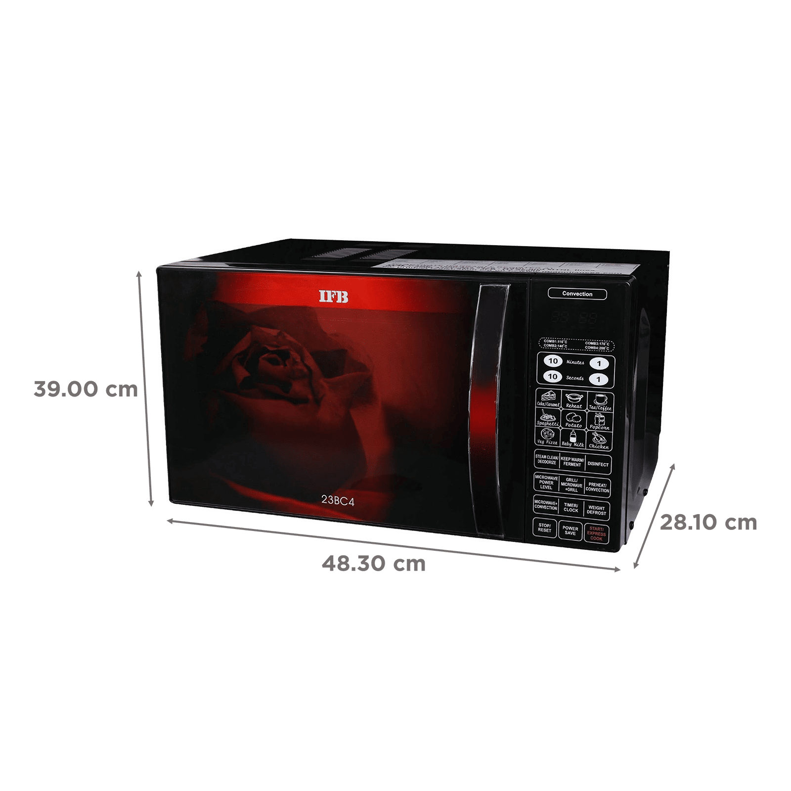 IFB 23L Convection Microwave Oven with 71 Autocook Menus (23BC4, Black Floral)_2