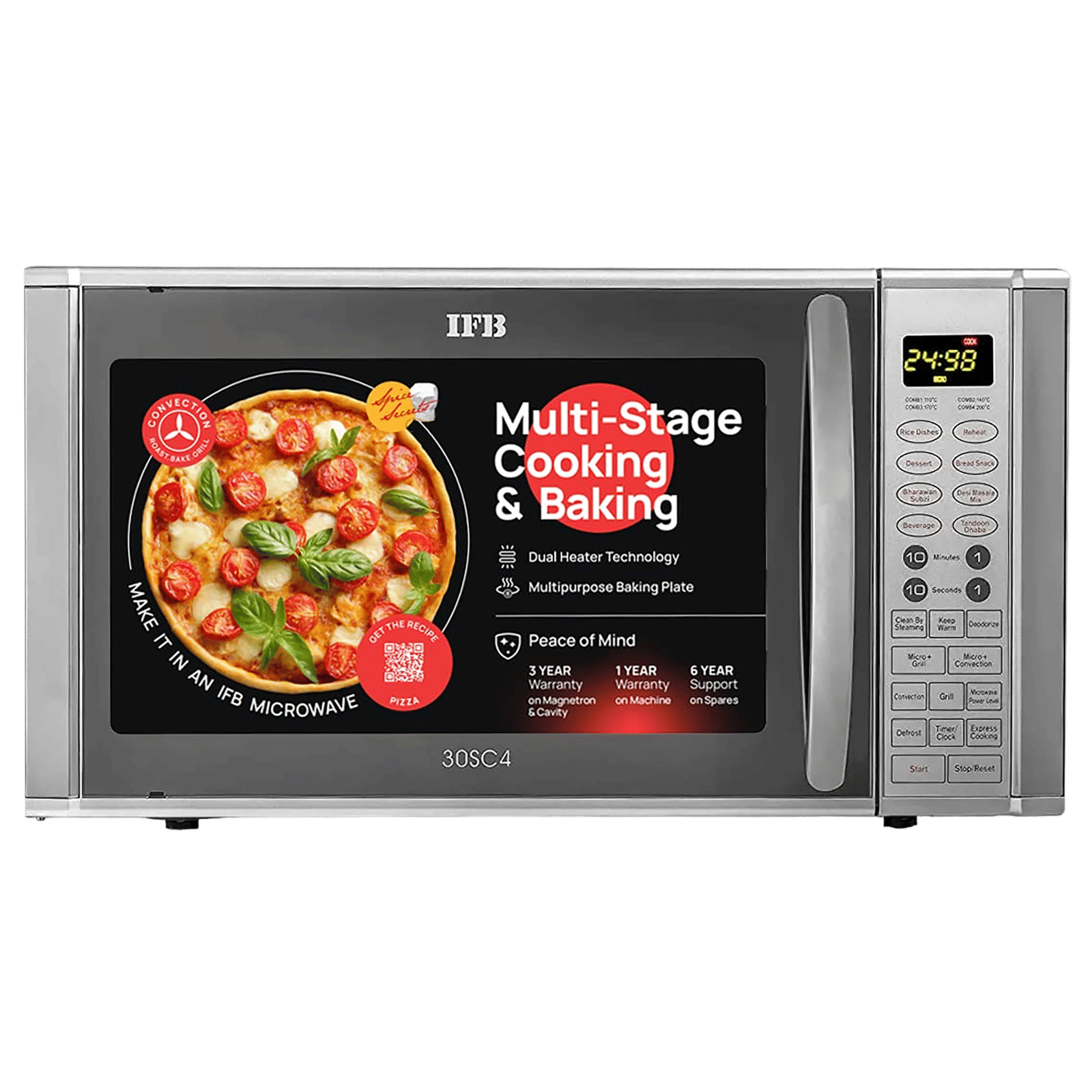 IFB 30SC4 30L Convection Microwave Oven with 101 Autocook Menus (Metallic Silver) IFB 30SC4 30L Convection Microwave Oven with 101 Autocook Menus (Metallic Silver)_1