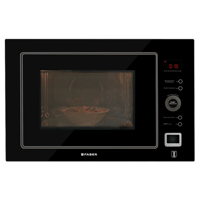FABER FBIMWO CGS BK 25L 60cm Built-in Microwave with 10 Autocook Menus (FBIMWO 25L CGS BK, Black)