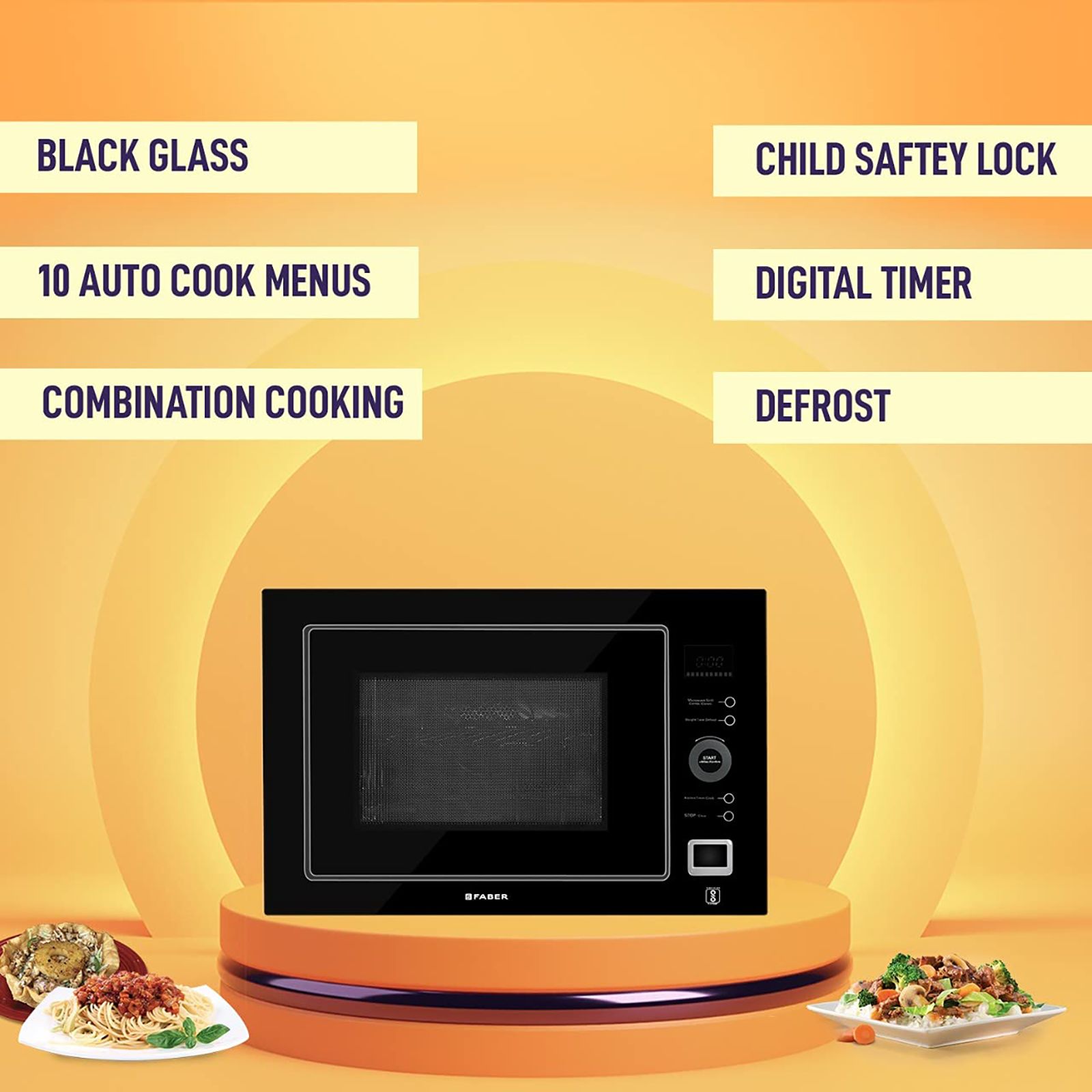 FABER FBIMWO CGS BK 25L 60cm Built-in Microwave with 10 Autocook Menus (FBIMWO 25L CGS BK, Black) FABER FBIMWO CGS BK 25L 60cm Built-in Microwave with 10 Autocook Menus (FBIMWO 25L CGS BK, Black)_9