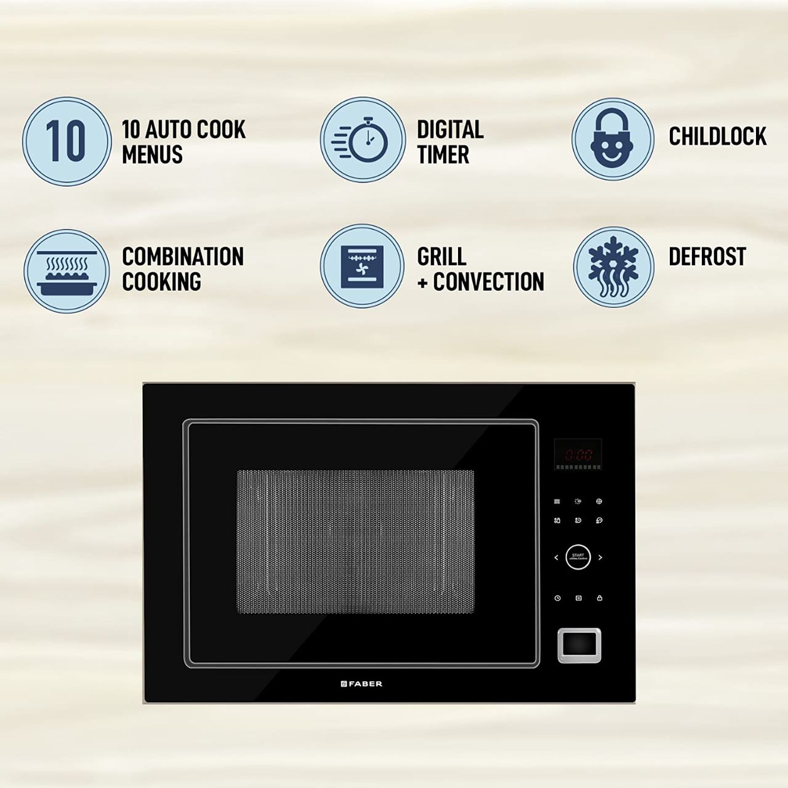 FABER FBIMWO GLB 32L 60cm Built-in Microwave with 10 Autocook Menus (FBIMWO 32L CGS BK, Black) FABER FBIMWO GLB 32L 60cm Built-in Microwave with 10 Autocook Menus (FBIMWO 32L CGS BK, Black)_11
