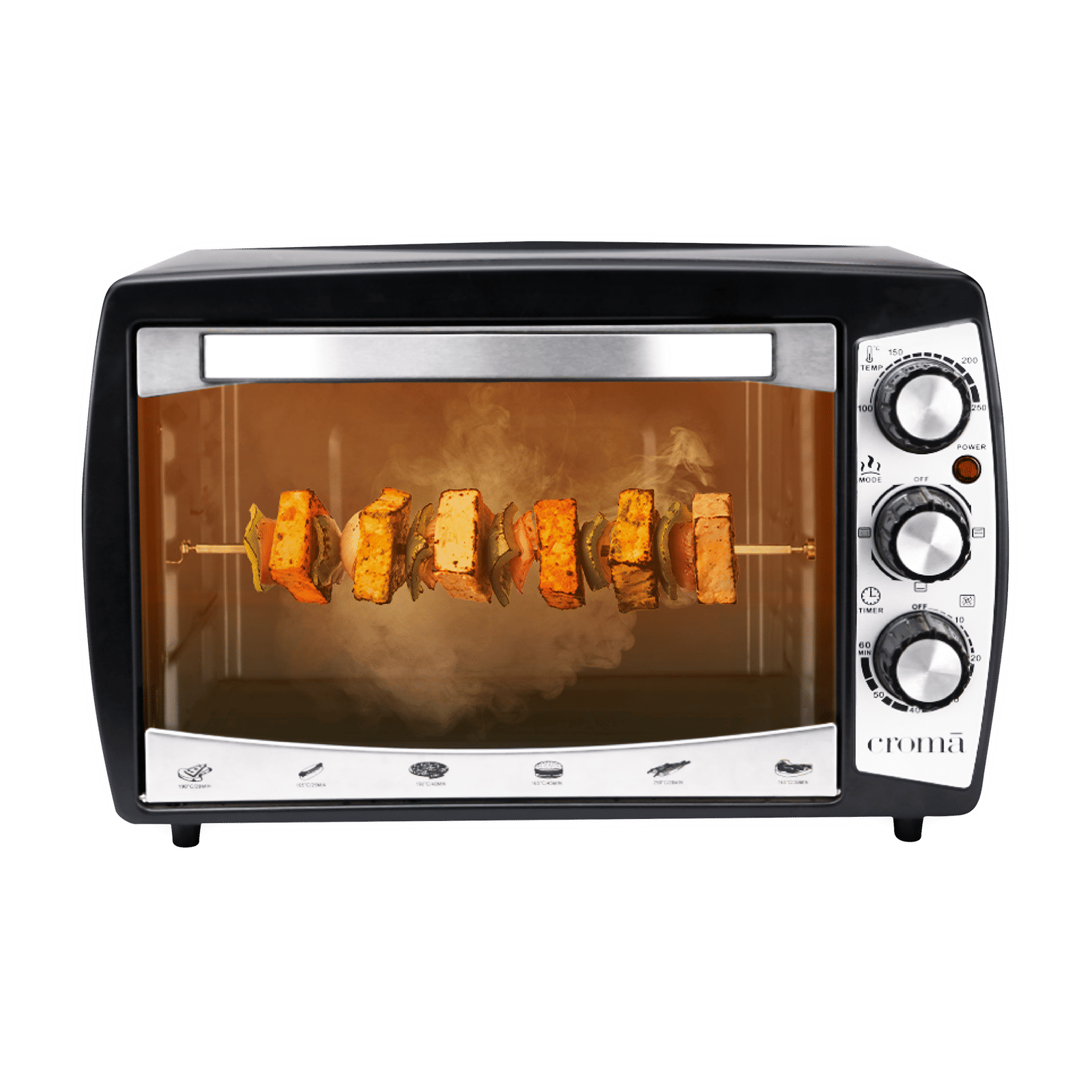Croma 18L Oven Toaster Grill with Motorized Rotisserie (CRAO0061, Black & Silver) Croma 18L Oven Toaster Grill with Motorized Rotisserie (CRAO0061, Black & Silver)_1