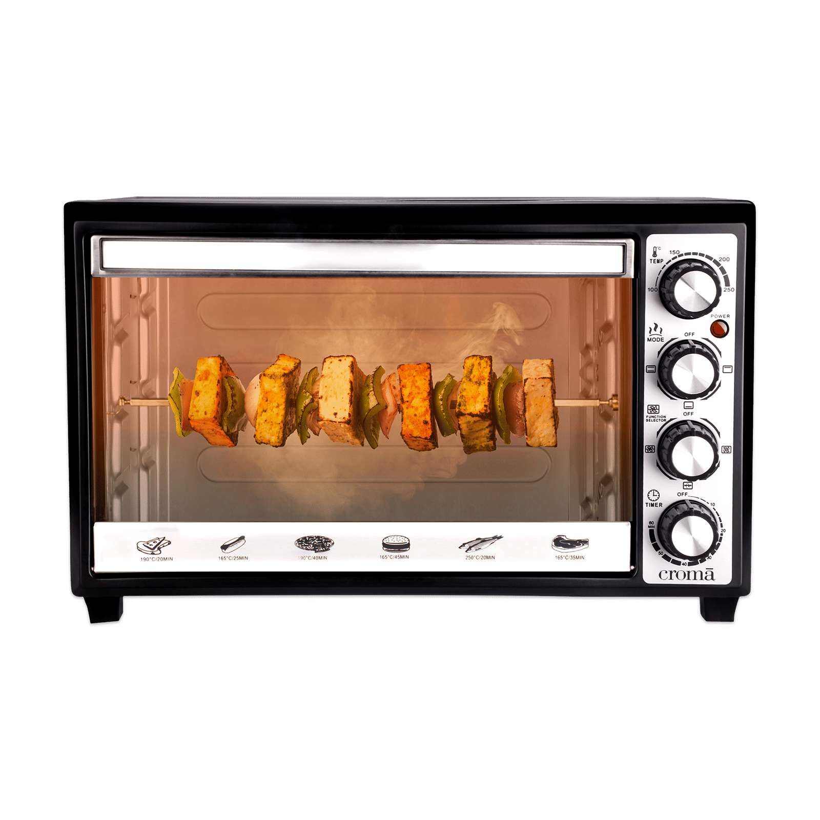 Croma 33L Oven Toaster Grill with Motorized Rotisserie (CRAO0062, Black & Silver) Croma 33L Oven Toaster Grill with Motorized Rotisserie (CRAO0062, Black & Silver)_1