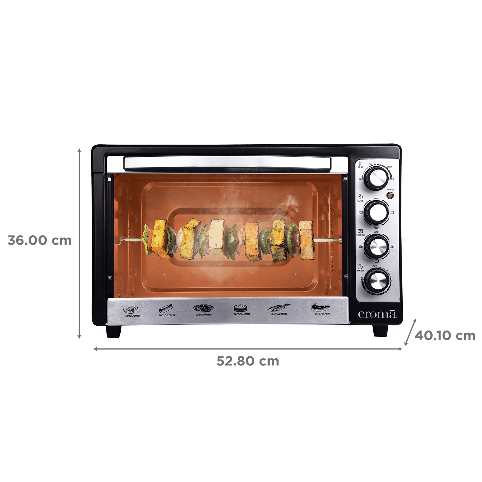Croma 48L Oven Toaster Grill with Motorized Rotisserie (Black & Silver) Croma 48L Oven Toaster Grill with Motorized Rotisserie (Black & Silver)_2