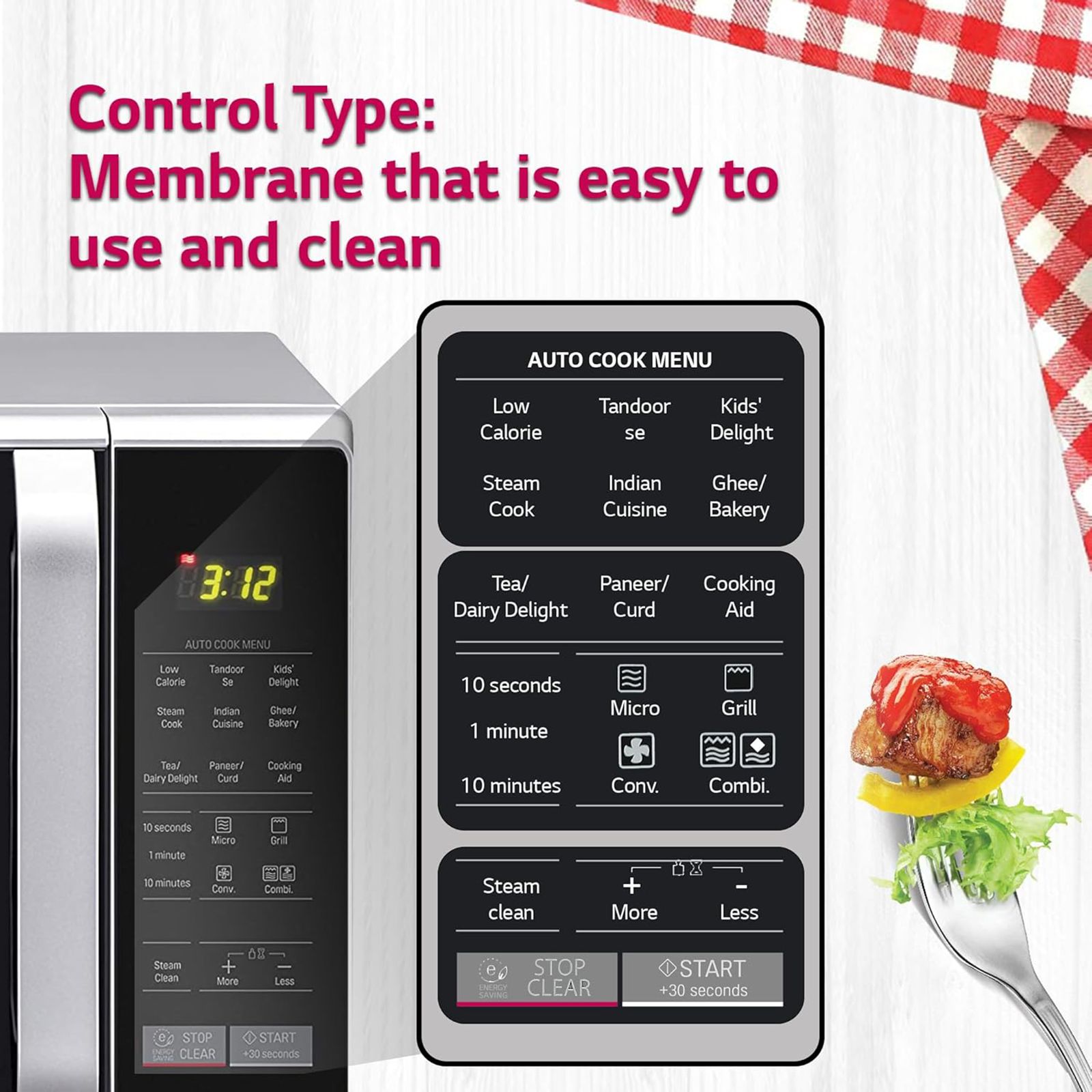 LG 28L Convection Microwave Oven with Diet Fry (MC2846SL, Silver)_14