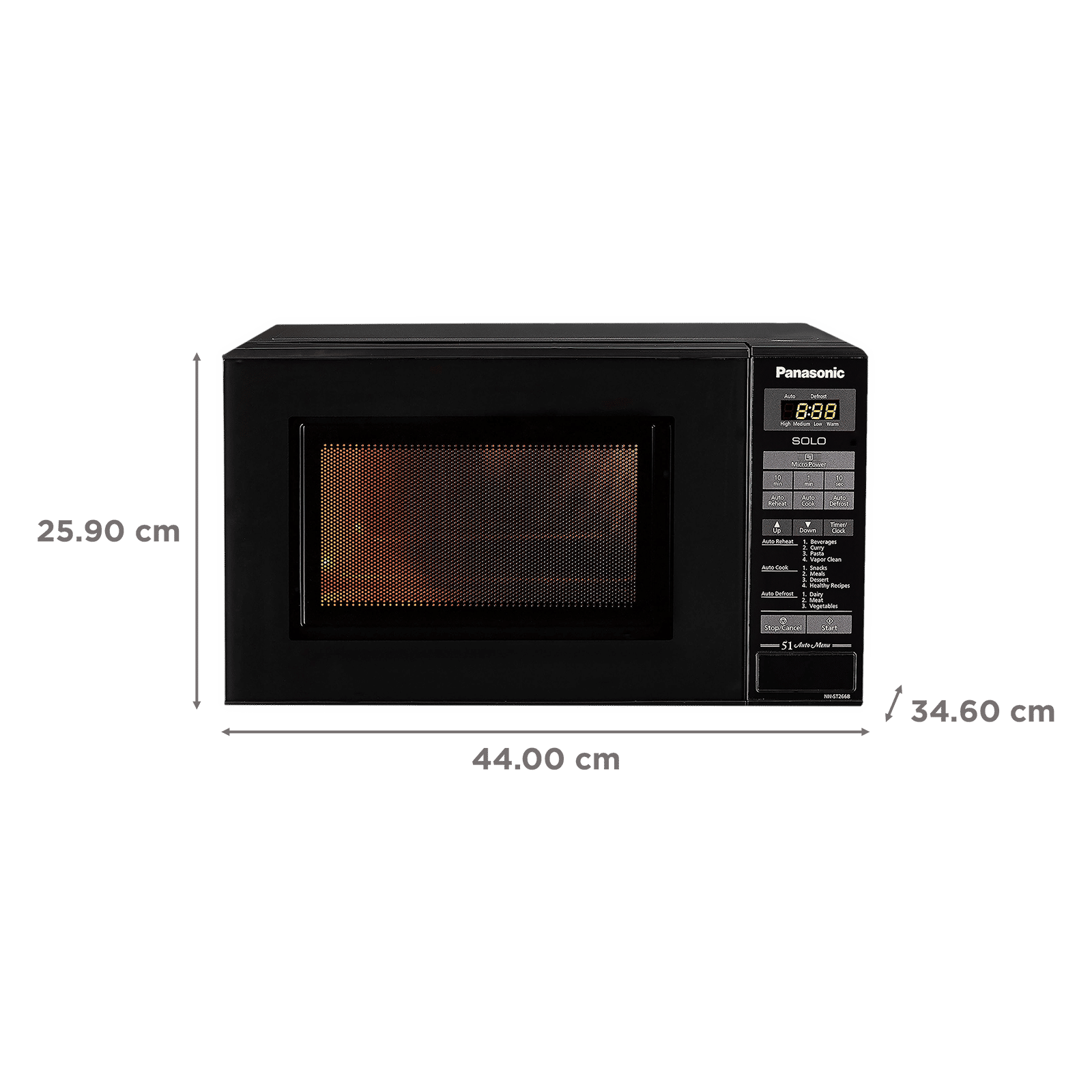 Panasonic 20L Solo Microwave Oven with 51 Autocook Menus (NN-ST266BFDG, Black)_2
