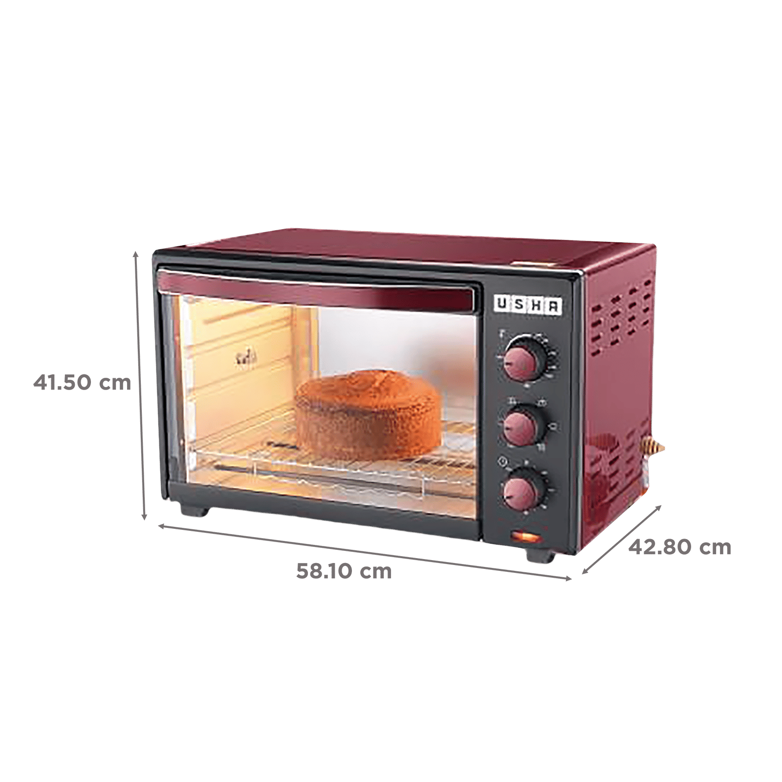 USHA 3635RC 35L Oven Toaster Grill with 360 Degree Convection Heating Technology (Wine/Matte Black)_2
