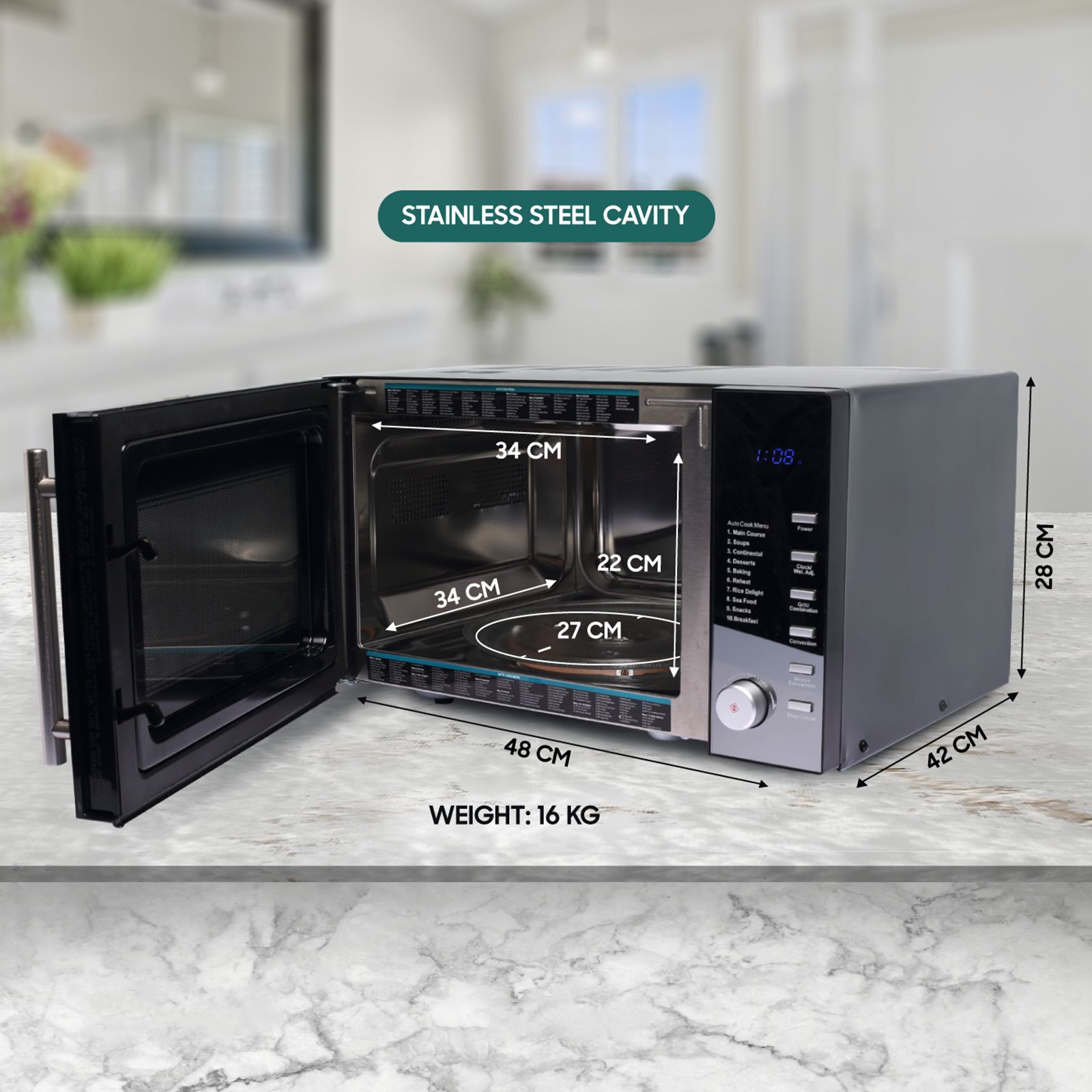 Croma 25L Convection Microwave Oven with LED Display (Black)_5