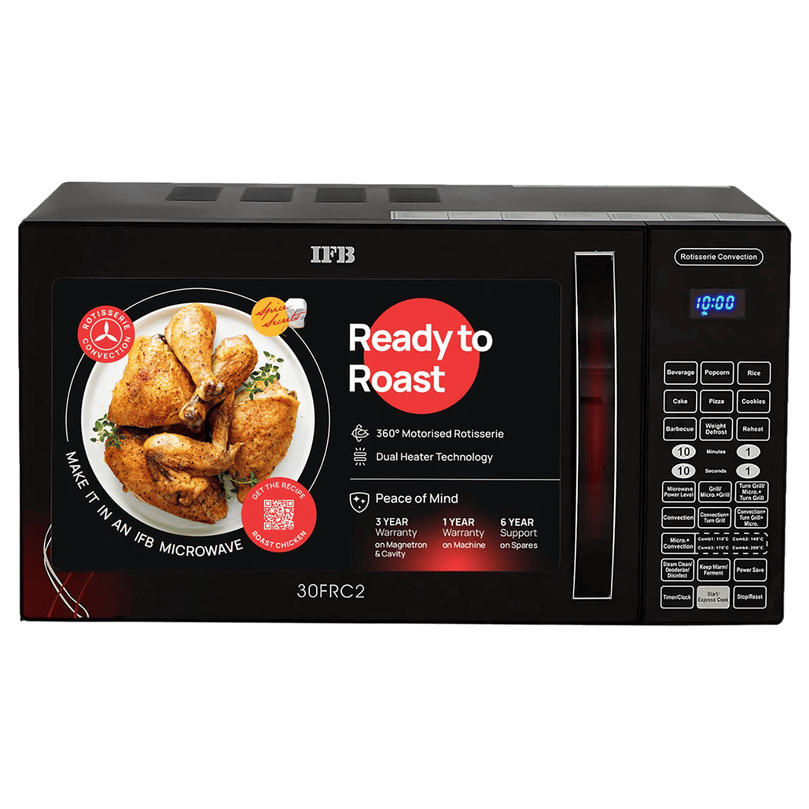 IFB 30FRC2 30L Convection Microwave Oven with 101 Autocook Menus (Black Floral)_1
