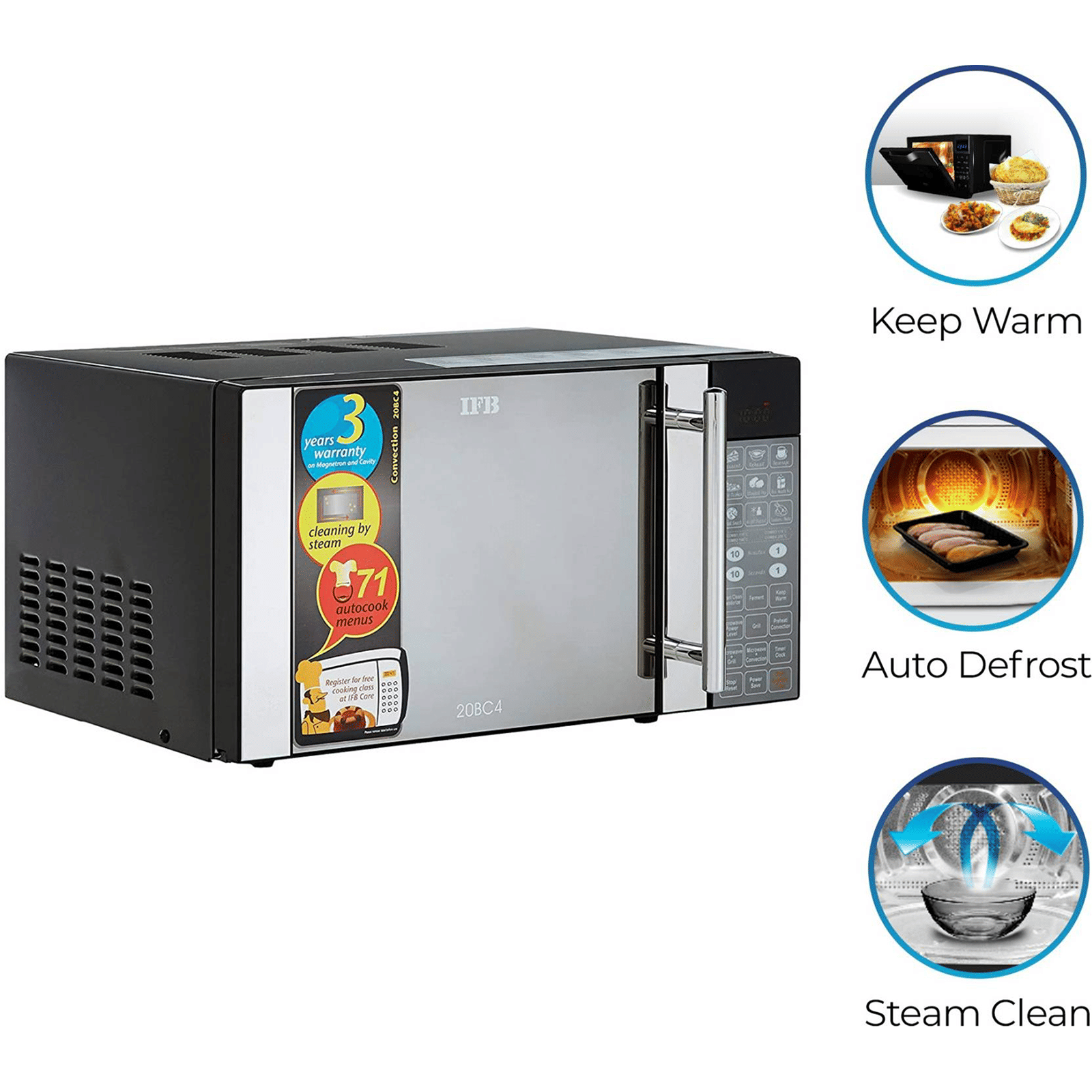 IFB 20L Convection Microwave Oven with 71 Autocook Menus (20BC4, Black) IFB 20L Convection Microwave Oven with 71 Autocook Menus (20BC4, Black)_16
