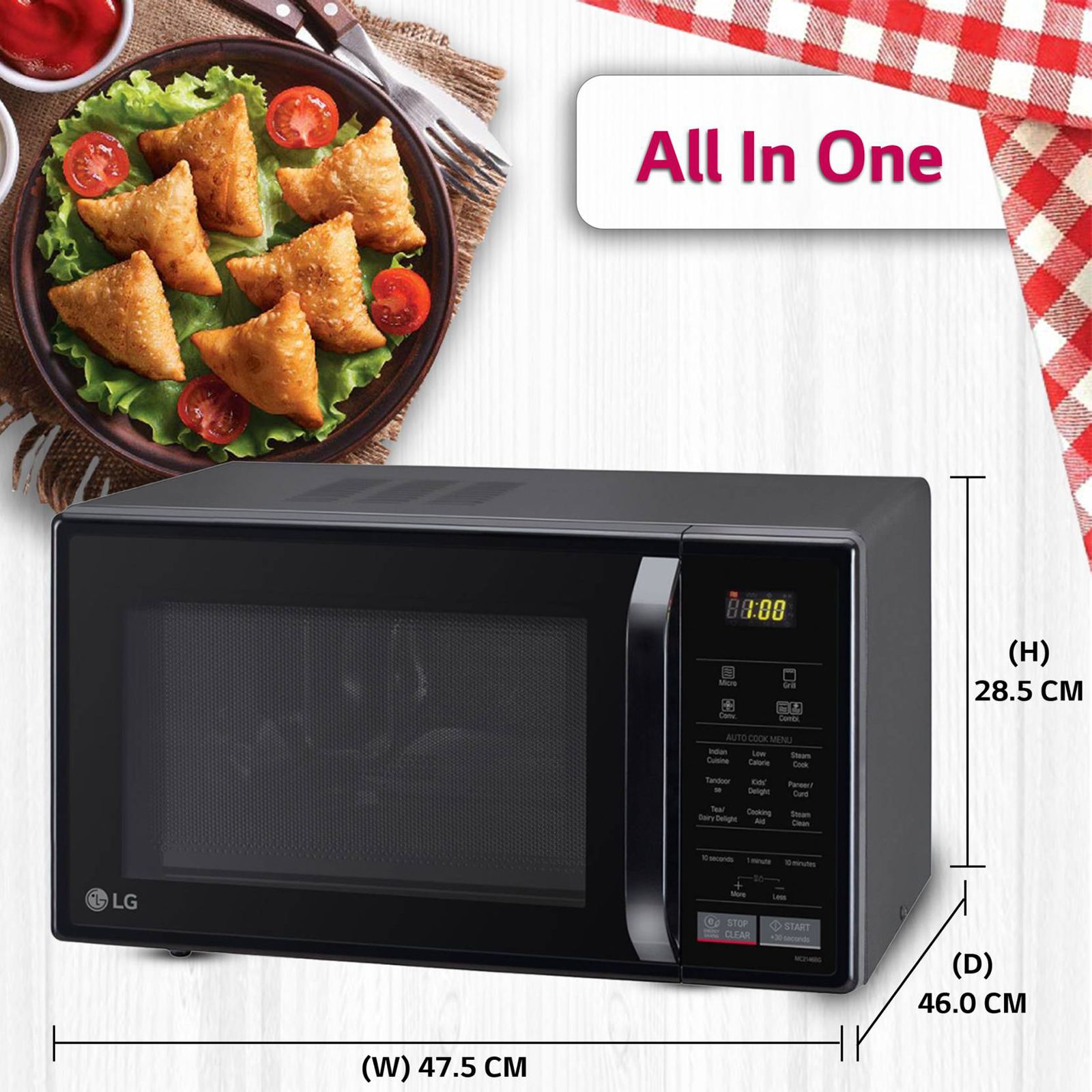 LG 21L Convection Microwave Oven with Intellowave Technology (Glossy Black)_12