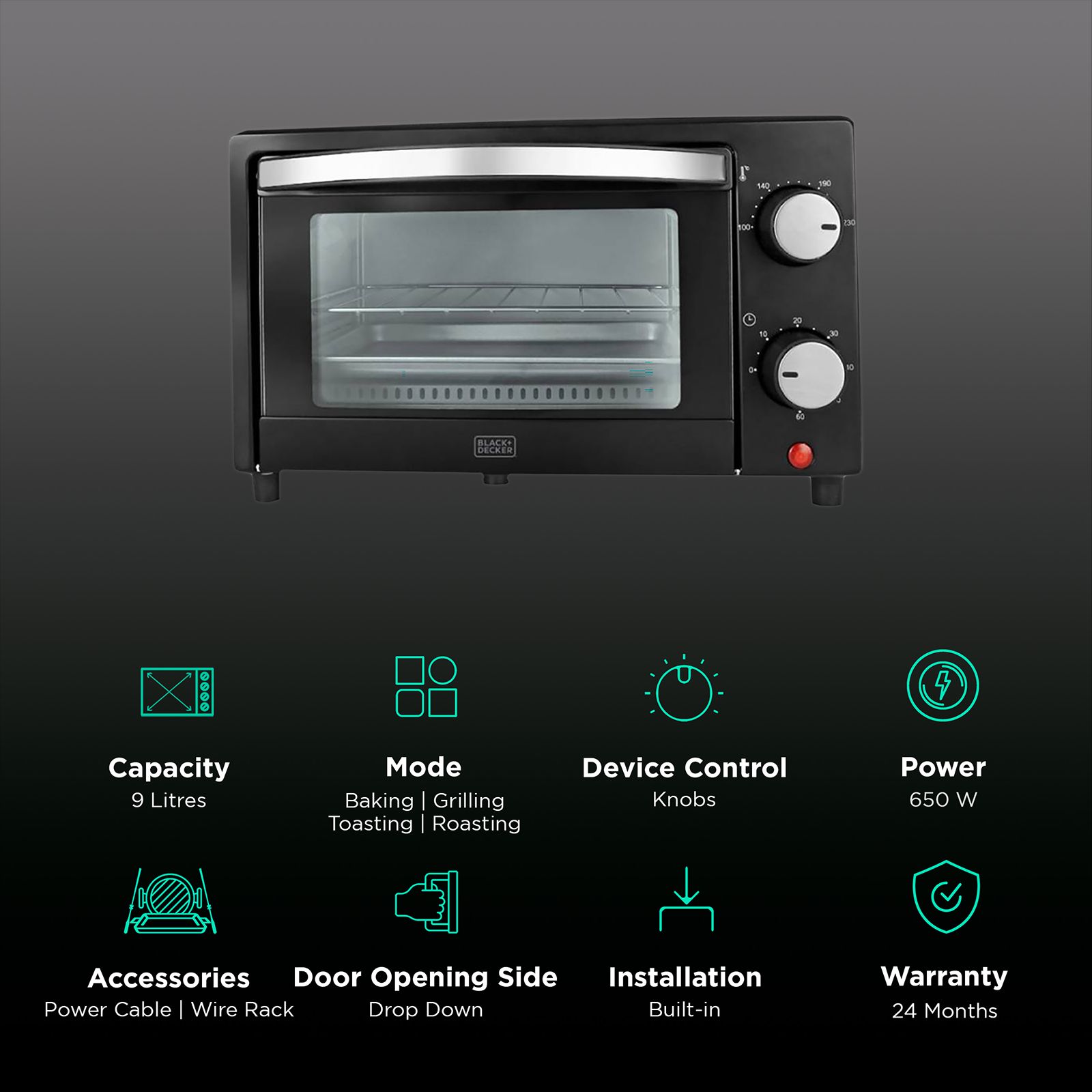 BLACK+DECKER 9L Oven Toaster Grill with Preset Cooking Modes (Silver/Grey)_3