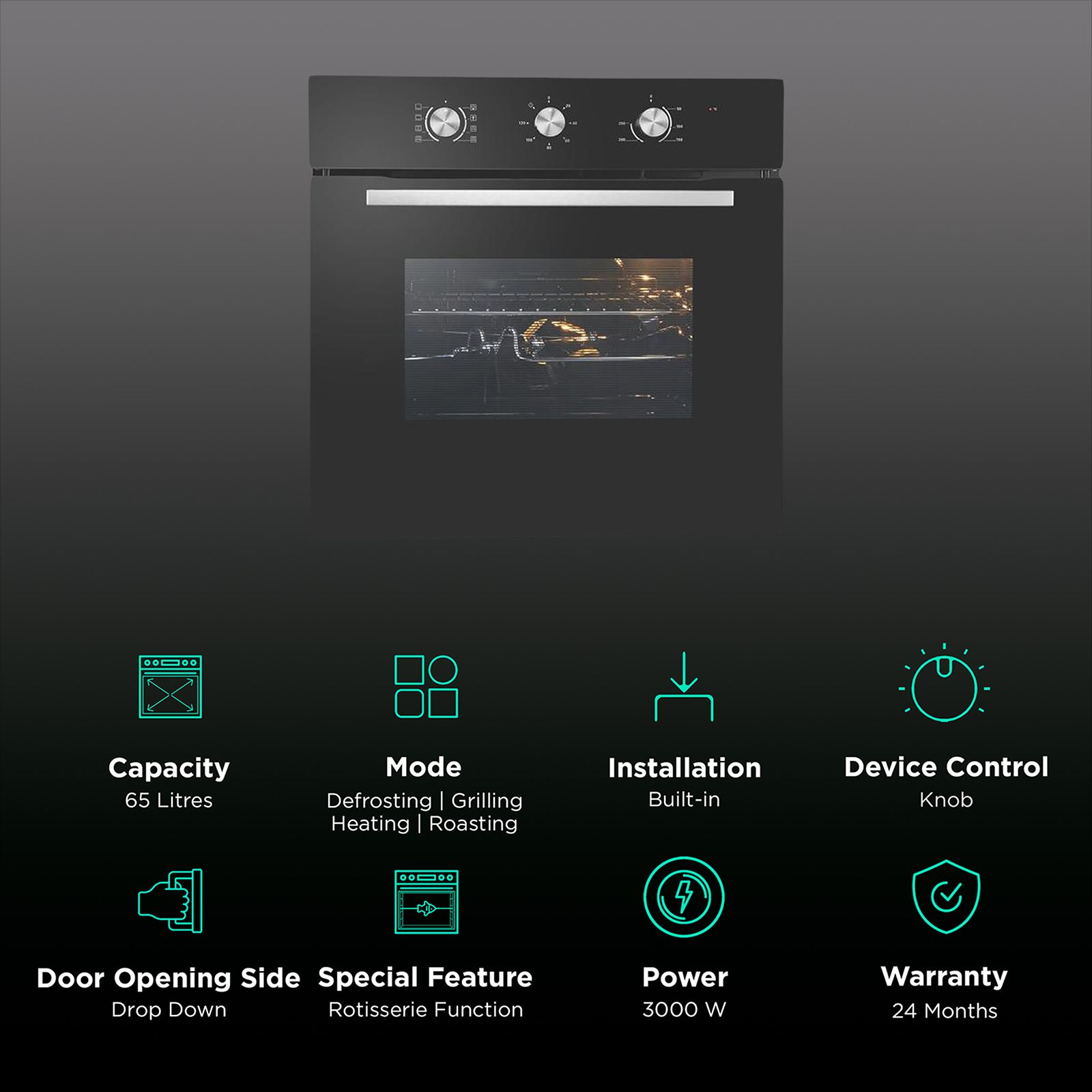 elica 65L 60cm Built-in Microwave with Mechanical Control (EPBI 961 MMF, Black) elica 65L 60cm Built-in Microwave with Mechanical Control (EPBI 961 MMF, Black)_3