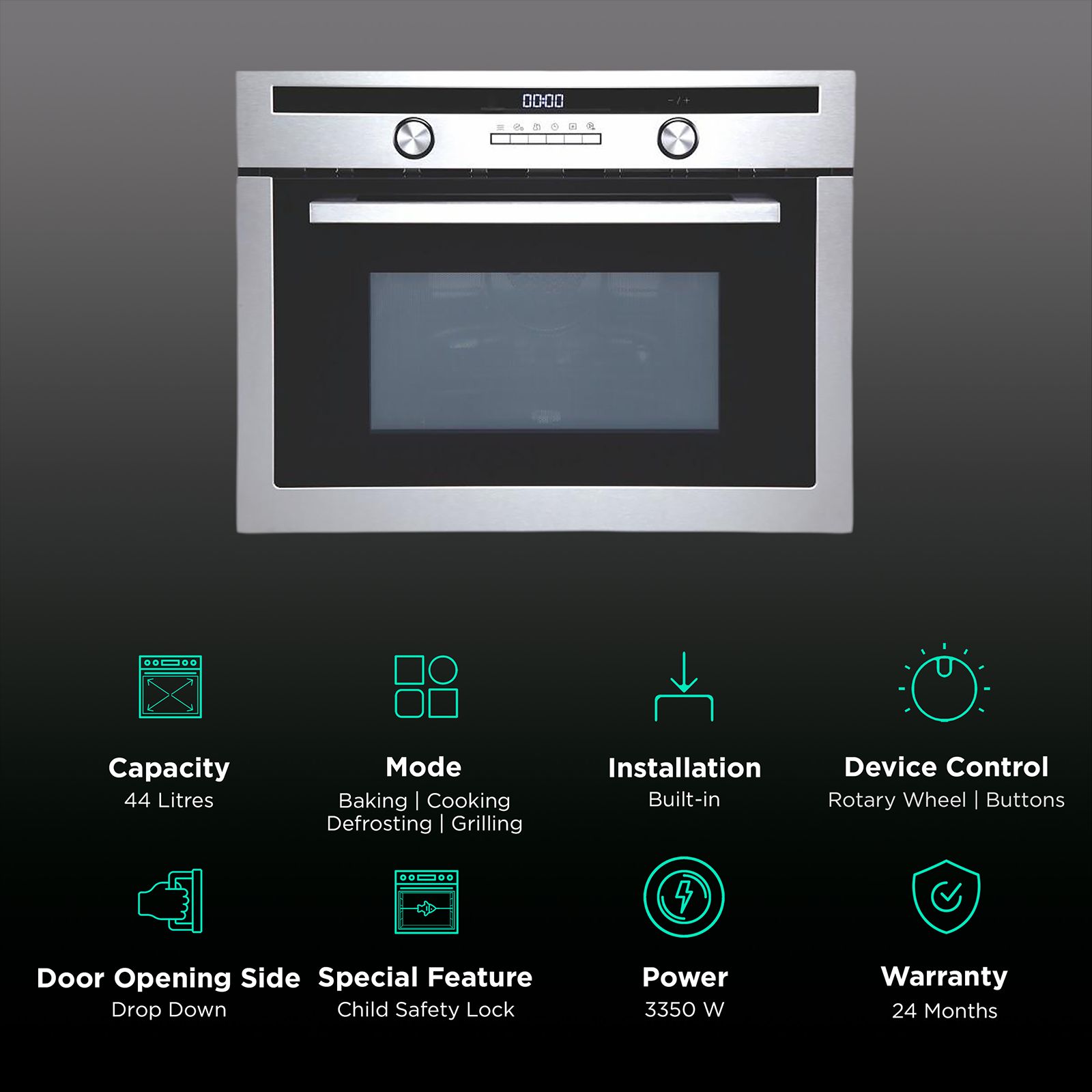 elica EPBI Combi OvenTrim 44L 60cm Built-in Microwave with 13 Autocook Menus (EPBICMBOOVNTRM 44L, Stainless Steel) elica EPBI Combi OvenTrim 44L 60cm Built-in Microwave with 13 Autocook Menus (EPBICMBOOVNTRM 44L, Stainless Steel)_3