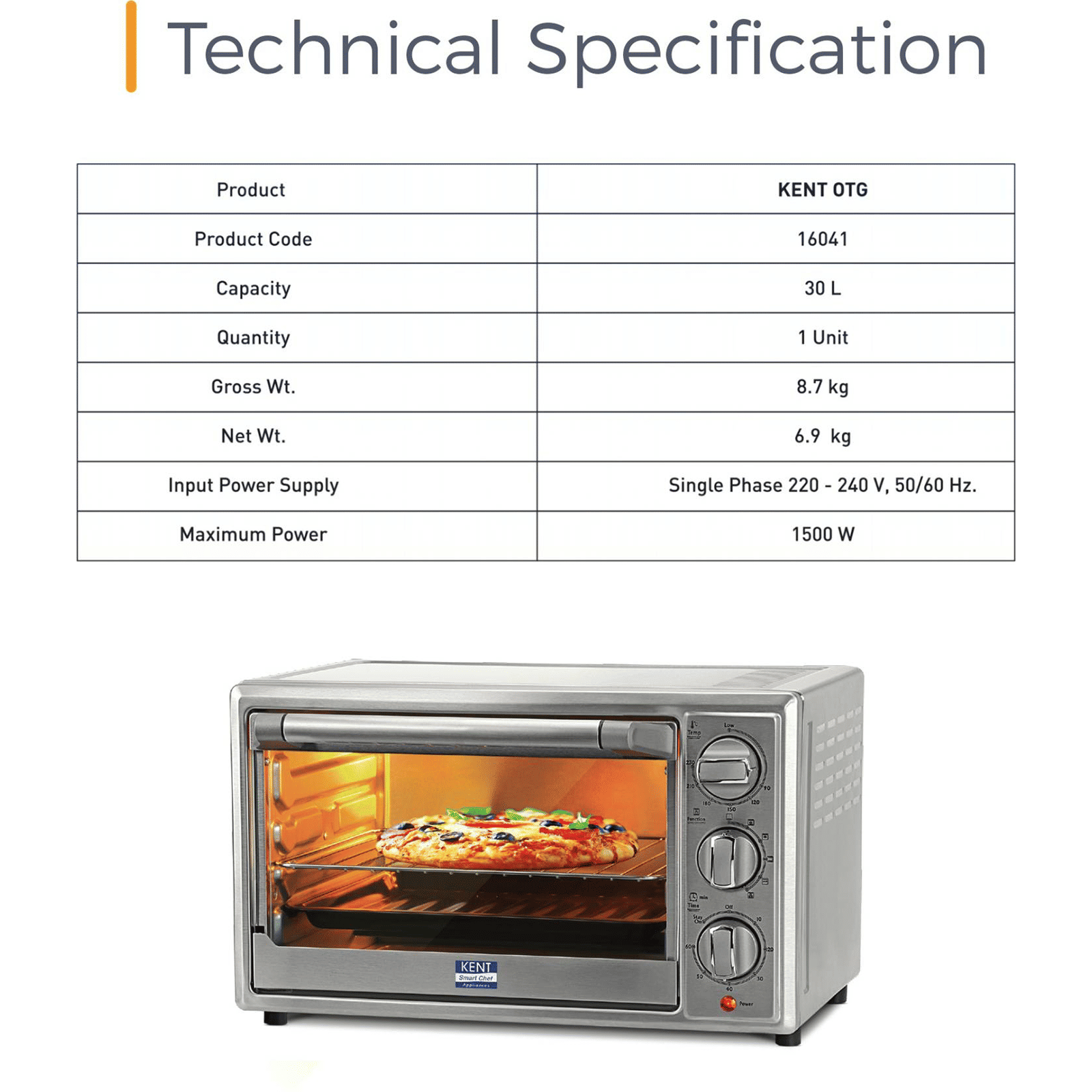 KENT 16041 30L Oven Toaster Grill with Rotisserie & Convection Function (Silver) KENT 16041 30L Oven Toaster Grill with Rotisserie & Convection Function (Silver)_9