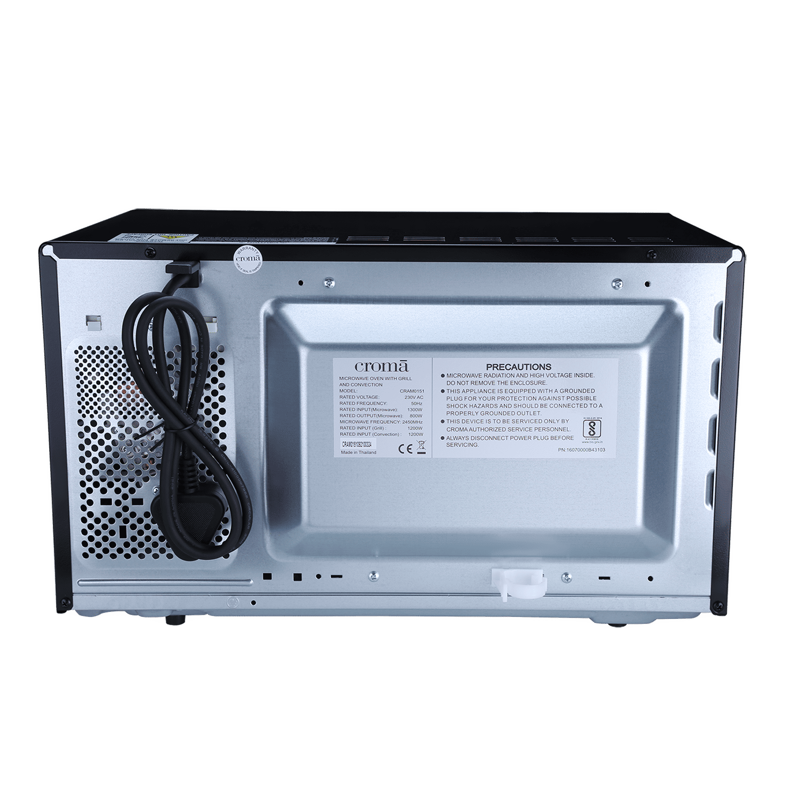 Croma 23L Convection Microwave Oven with 205 Auto Cook Menus (CRAM0151, Black)_6