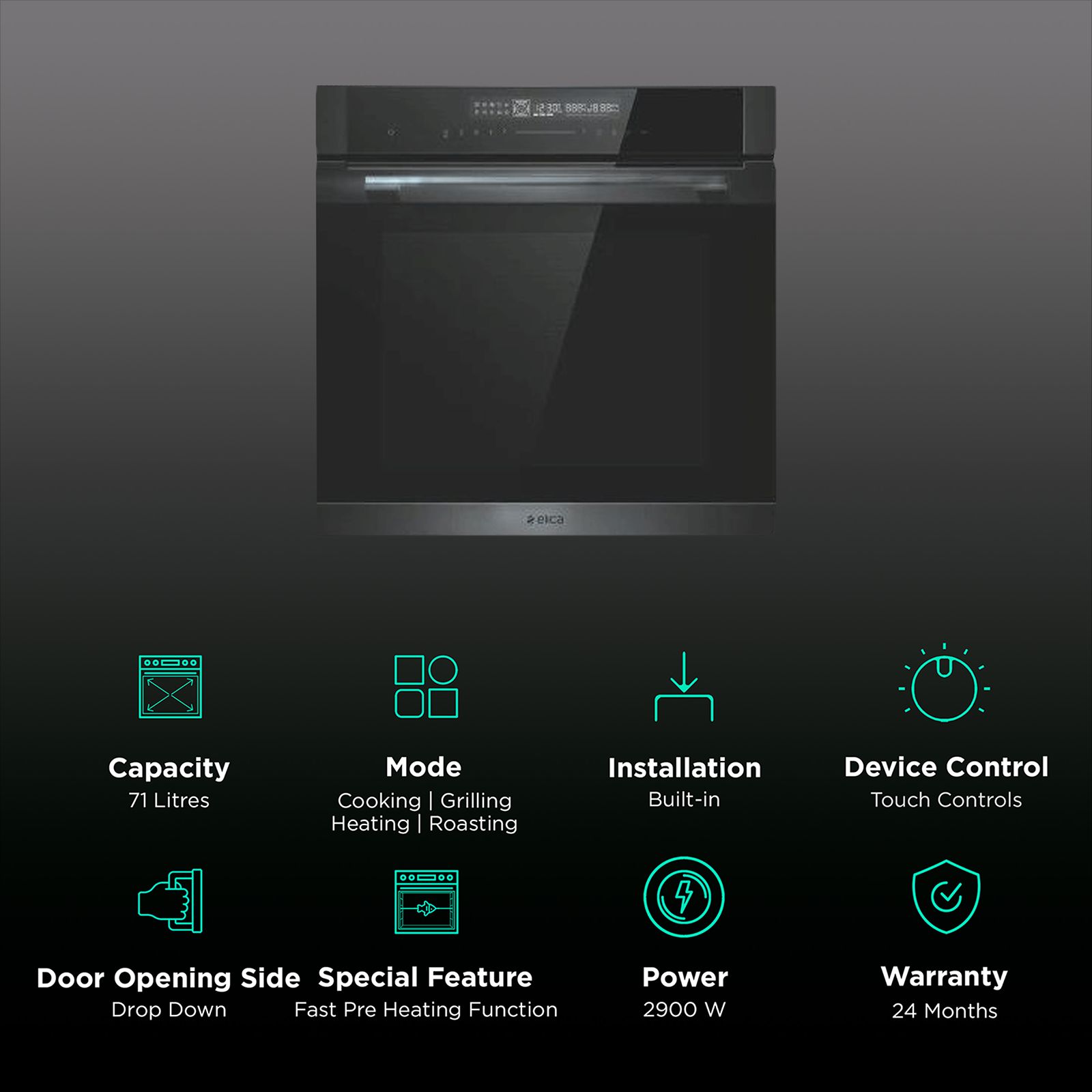 elica Touch 71L 60cm Built-in Microwave with Telescopic Channel (EPBI Inox Nero 1164, Black) elica Touch 71L 60cm Built-in Microwave with Telescopic Channel (EPBI Inox Nero 1164, Black)_3